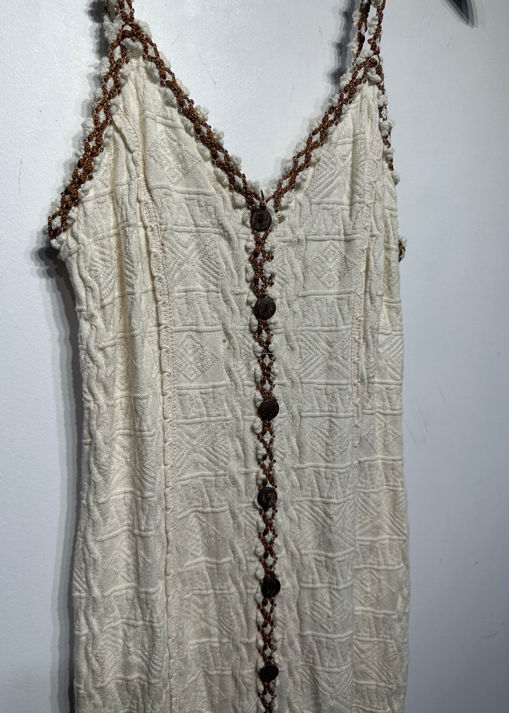 Four Suyos White Brown Maxi Dress M