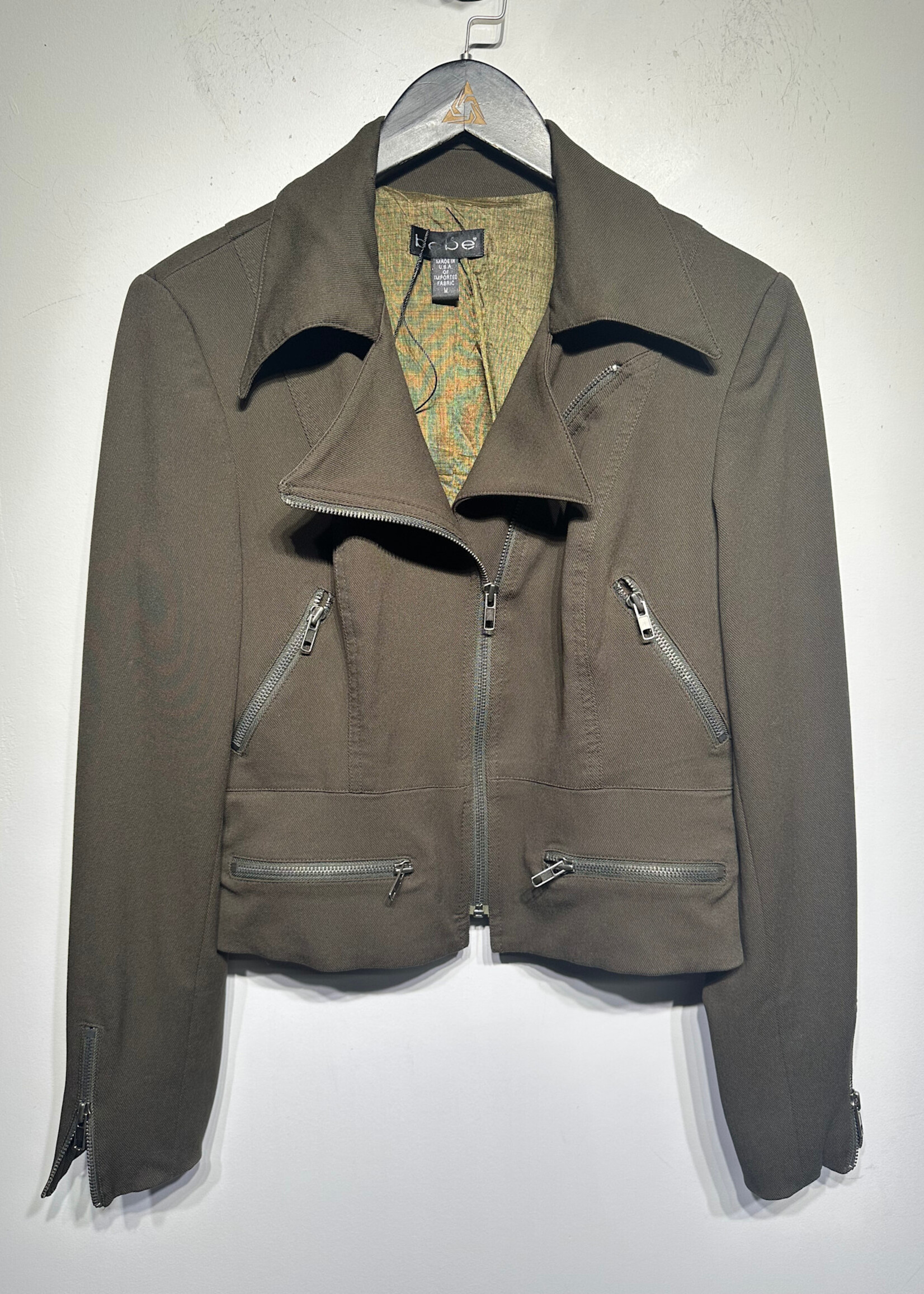 Bebe Green Biker Jacket M
