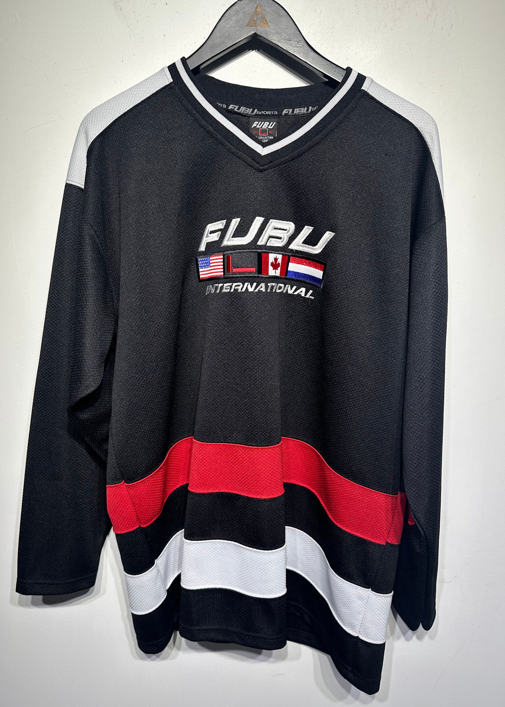 Vintage FUBU Black Grey LS Jersey XL