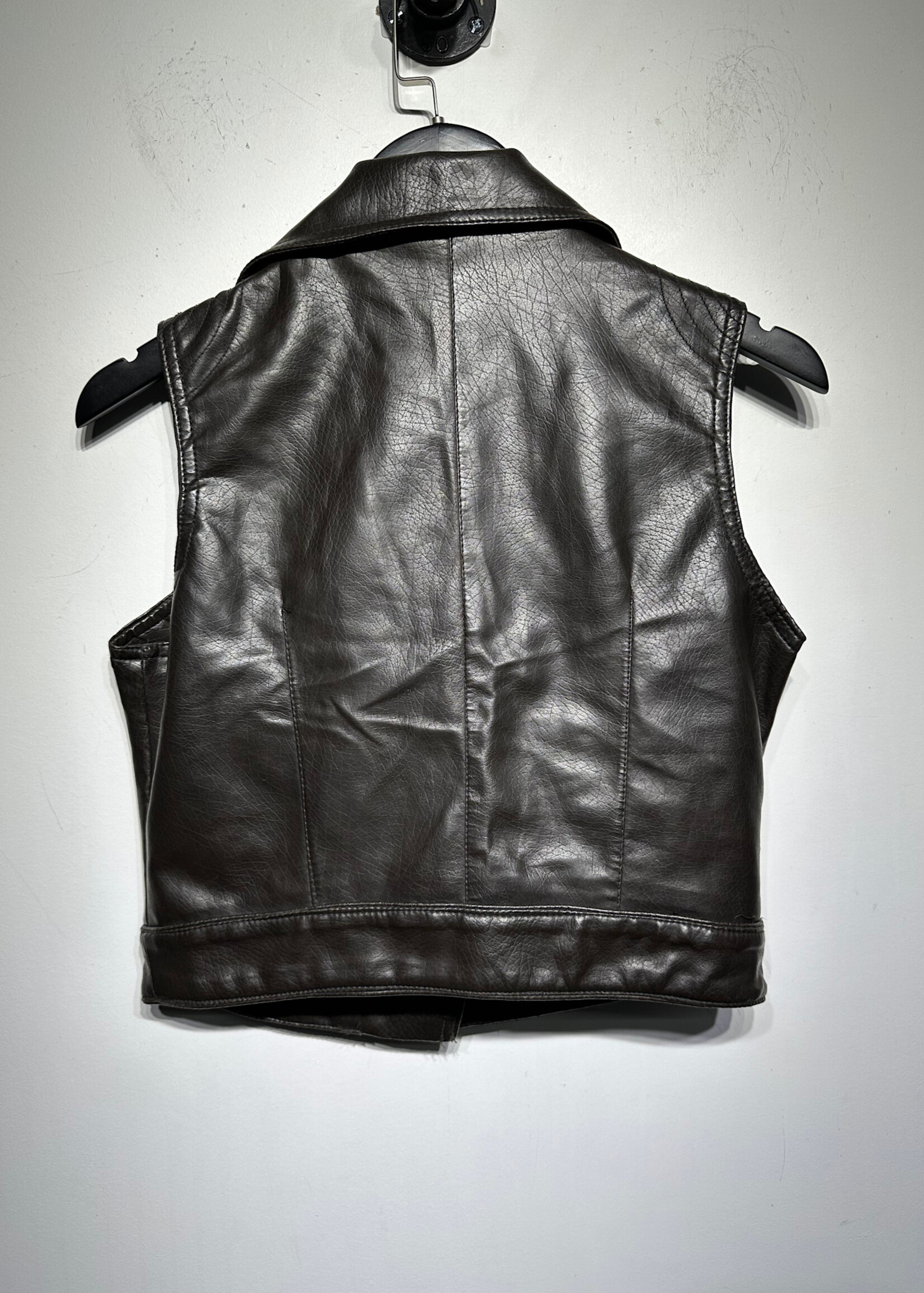 Max Rave Brown Faux Leather Biker Style Vest Fem M