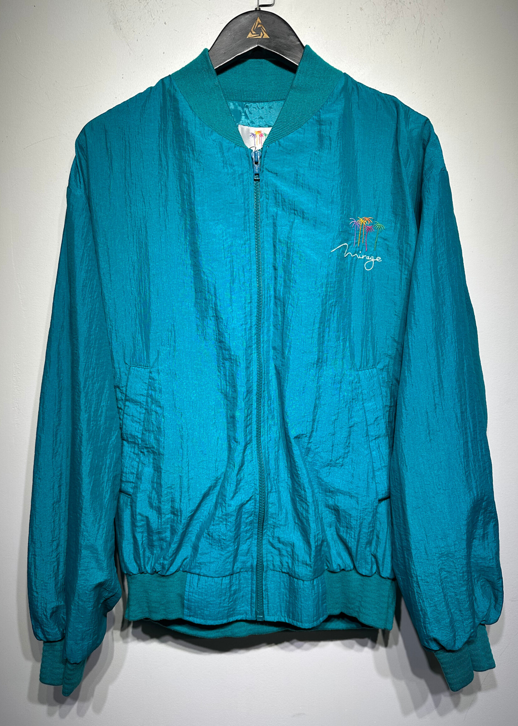Vintage Mirage Teal Nylon Bomber Masc XL