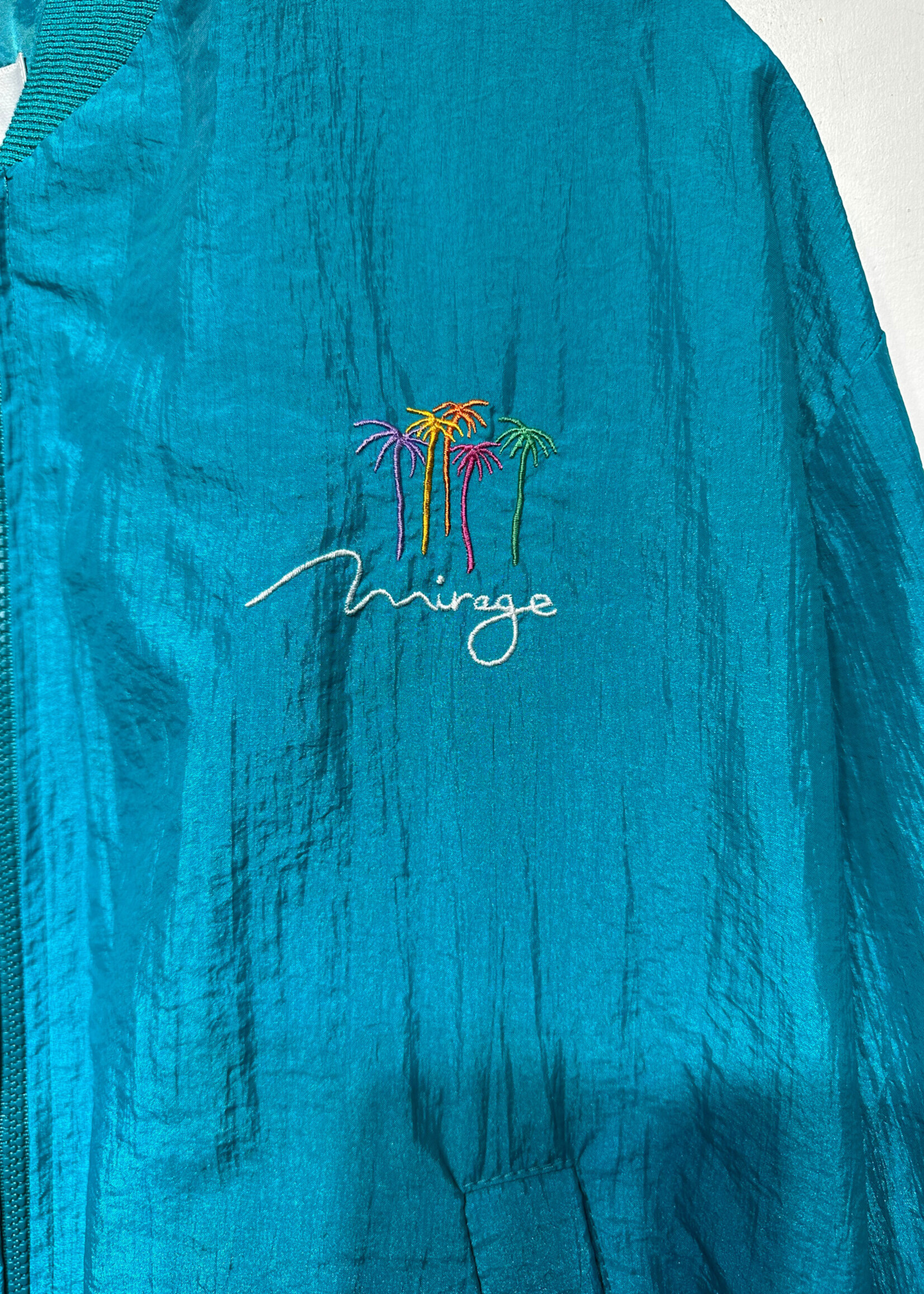 Vintage Mirage Teal Nylon Bomber Masc XL