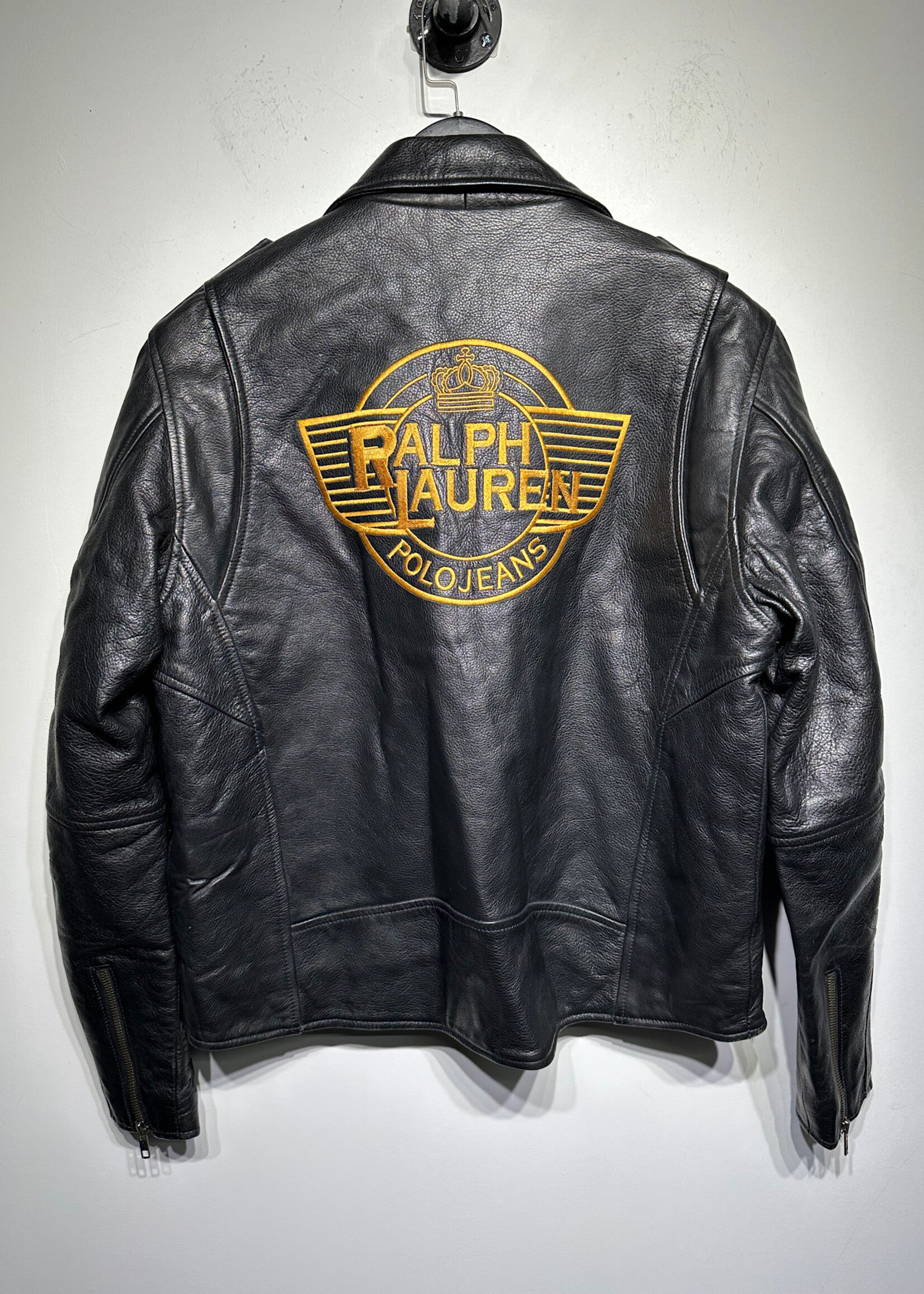 Polo Jeans Co Black Leather Biker Jacket S