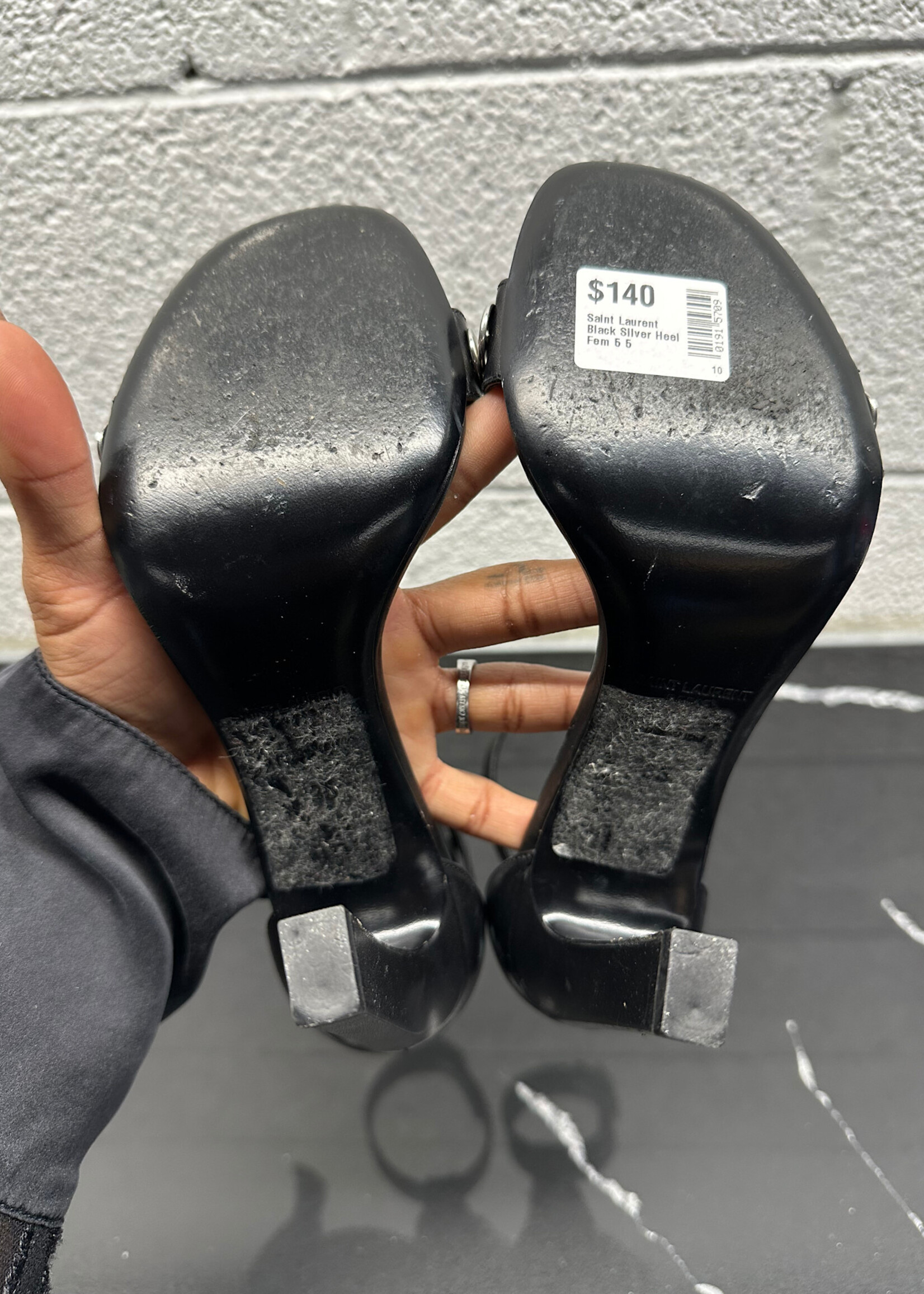 Saint Laurent Black Silver Heel Fem 5
