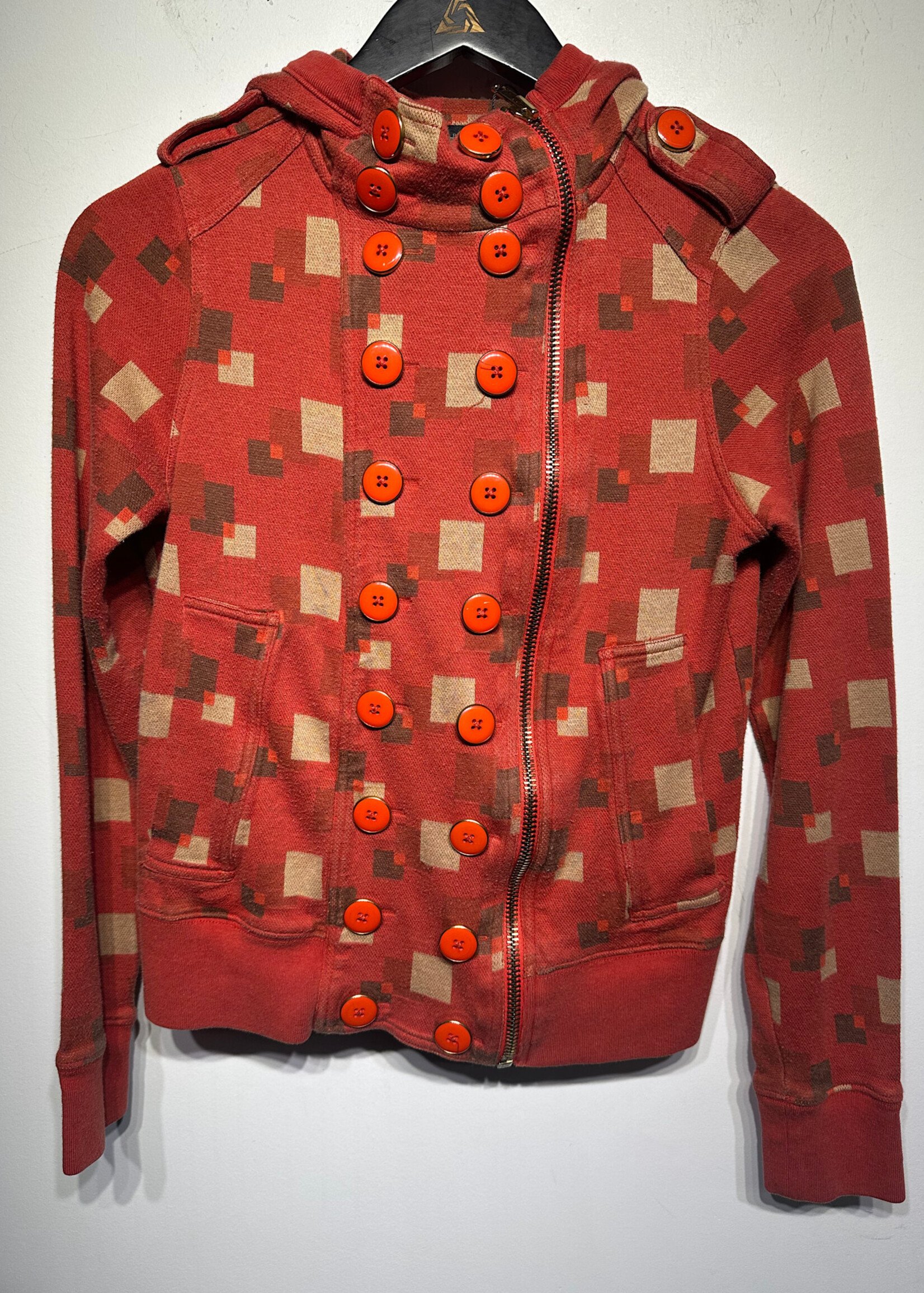Marc Jacobs Red Button Front Zip Hoodie Fem M