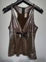 Miss Sixty Brown Glitter Buckle Front Tank Fem S