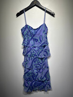 Eva Blue Y2K Green Patterned Layered Dress M