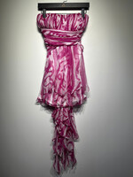 Quiro Pink White Pattern Asymmetrical Dress Fem S