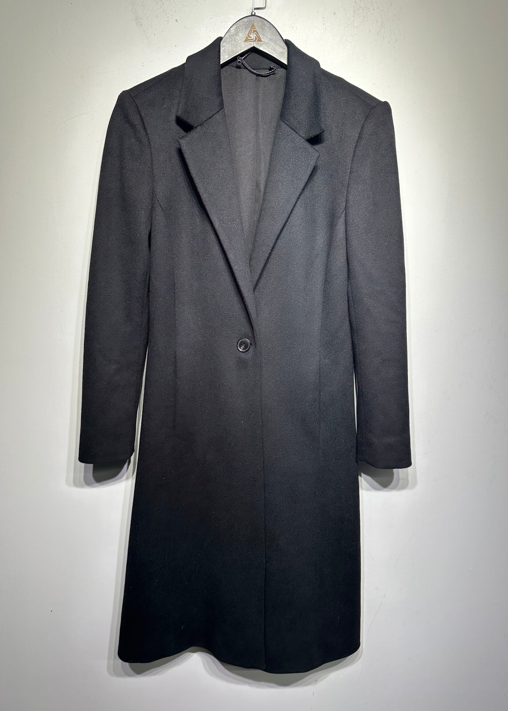 Allsaints Black Wool Long Coat Fem 2/XS