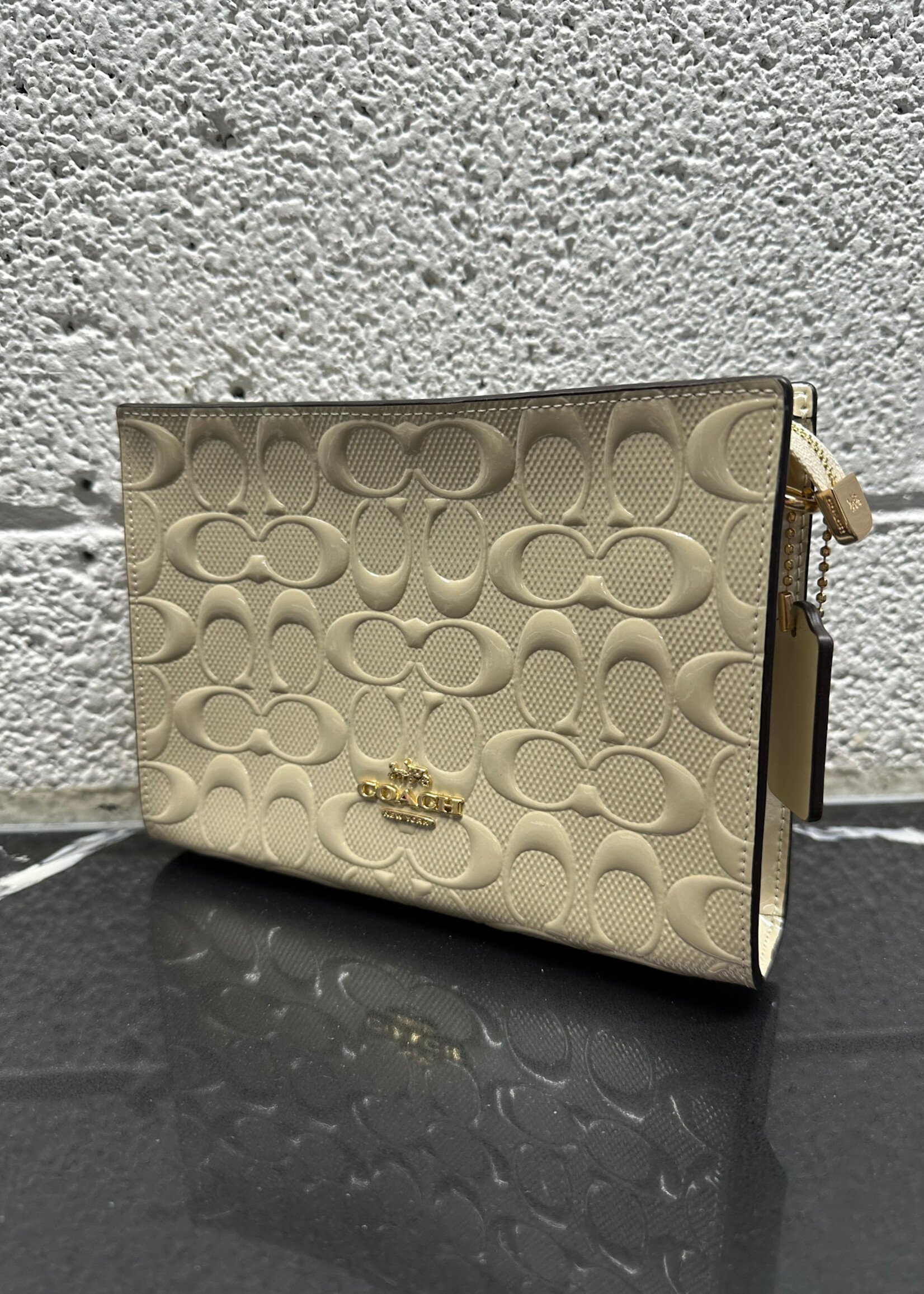 NWT Coach Cream Monogram Pouch