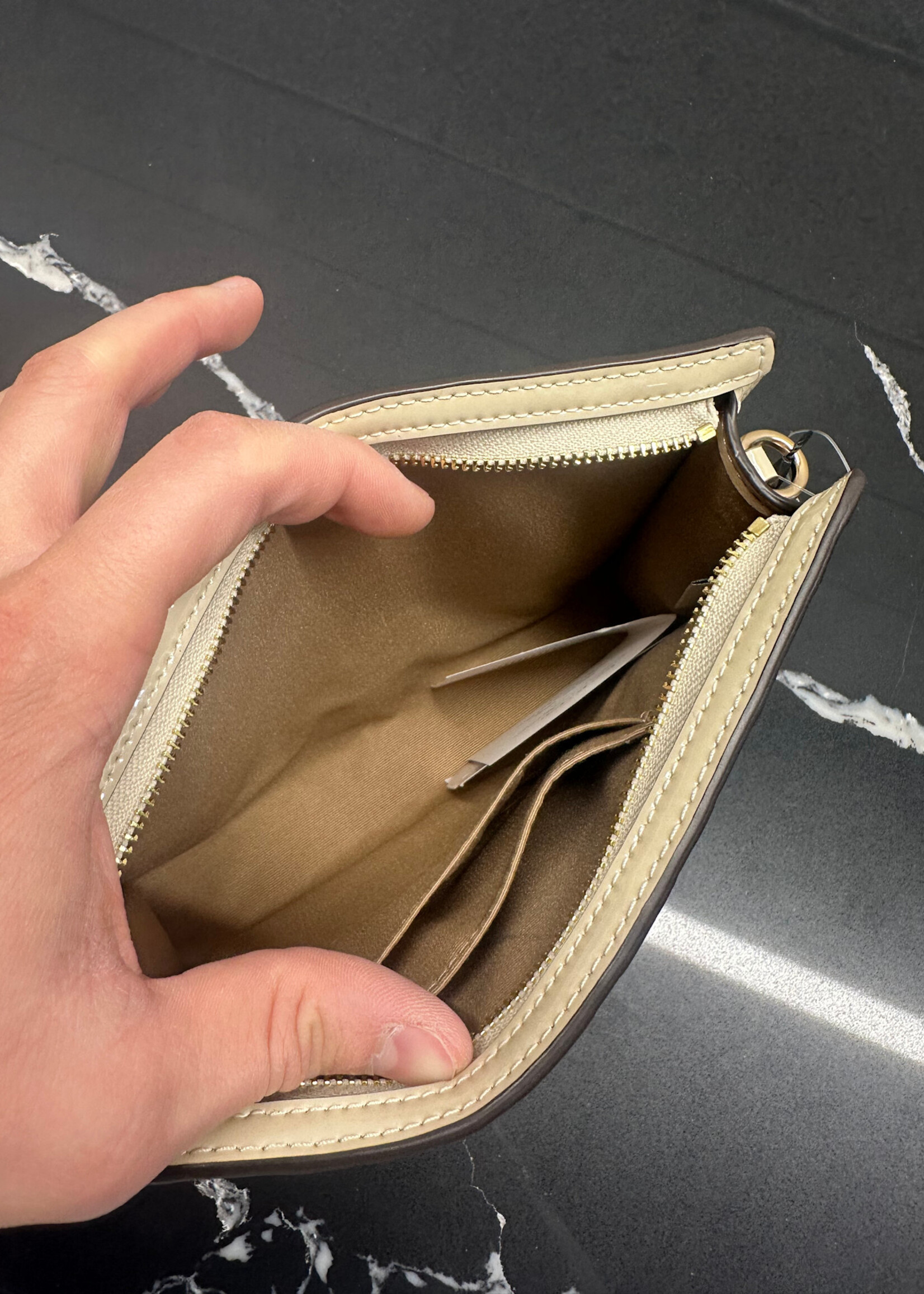 NWT Coach Cream Monogram Pouch