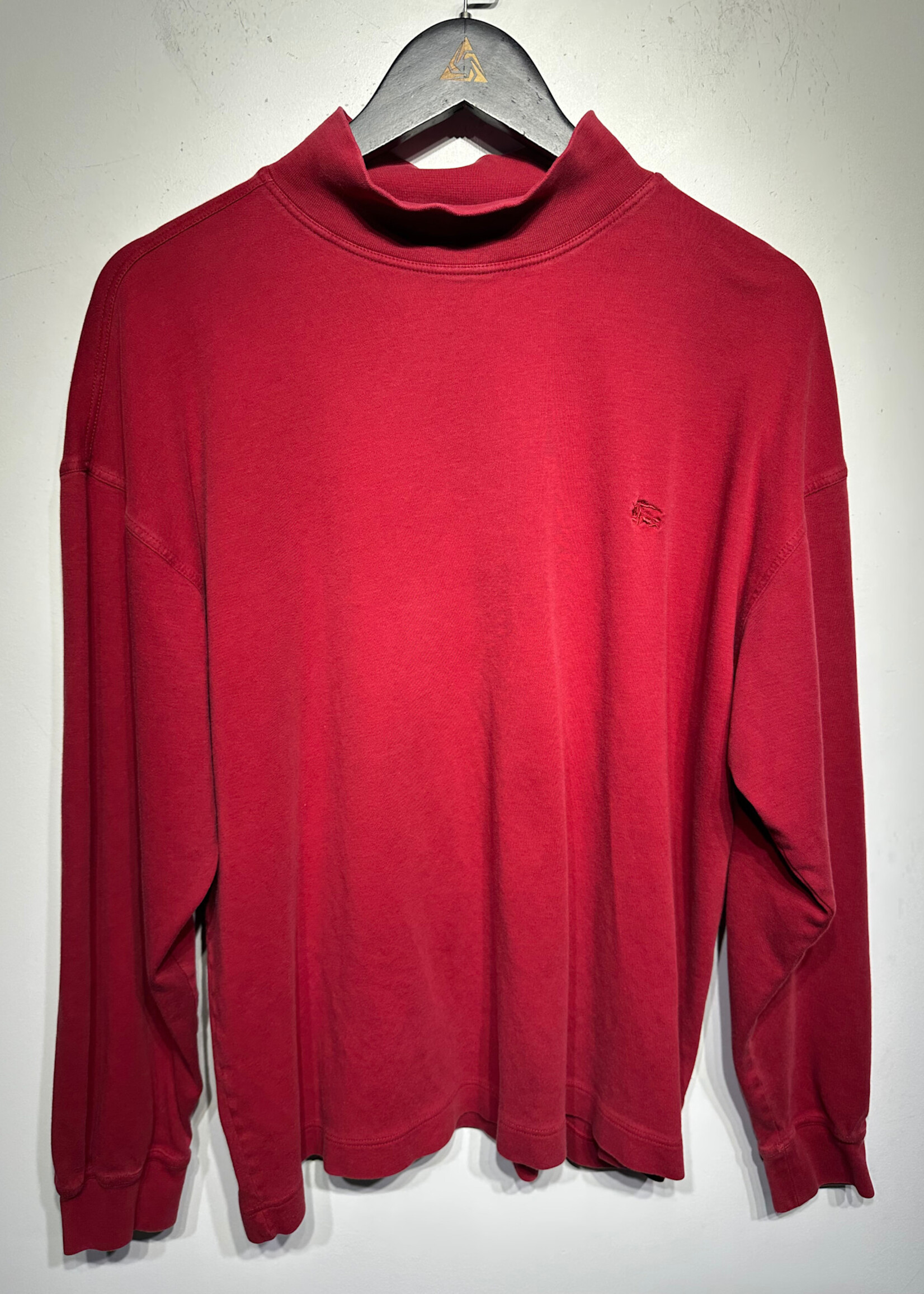 Vintage Burberry Red Mock Neck LS Masc L