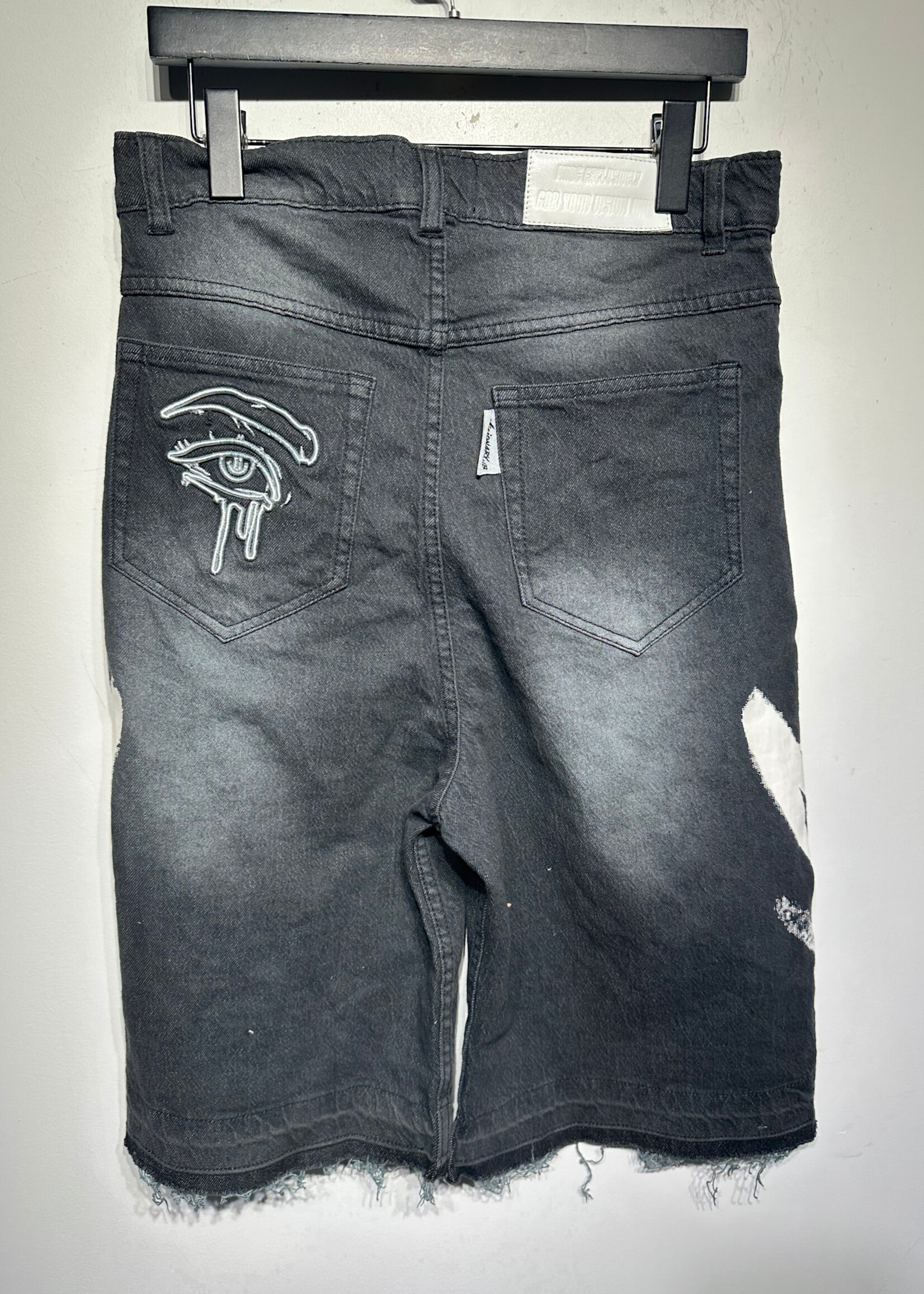 NWT Visionary Club Graffiti Blitz Denim Shorts Masc 32