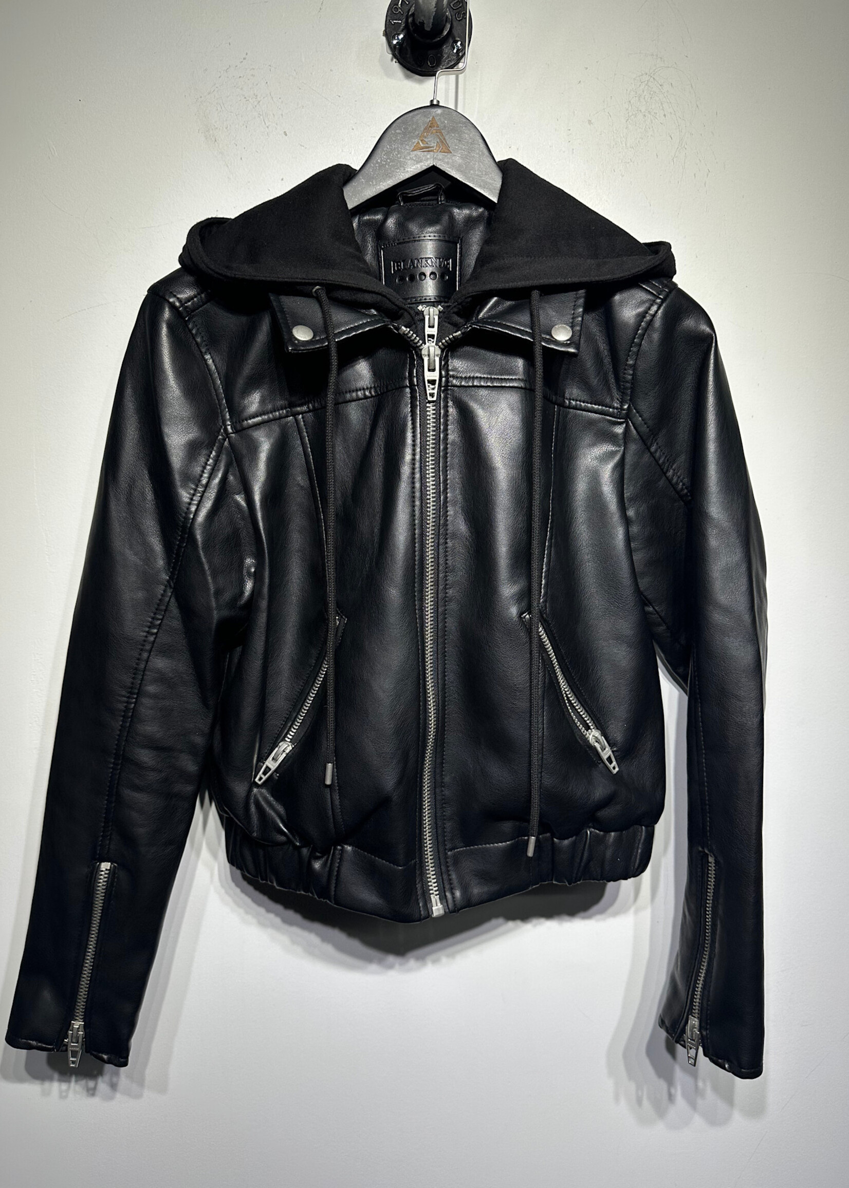Blank NYC Faux Leather Jacket Hoodie S