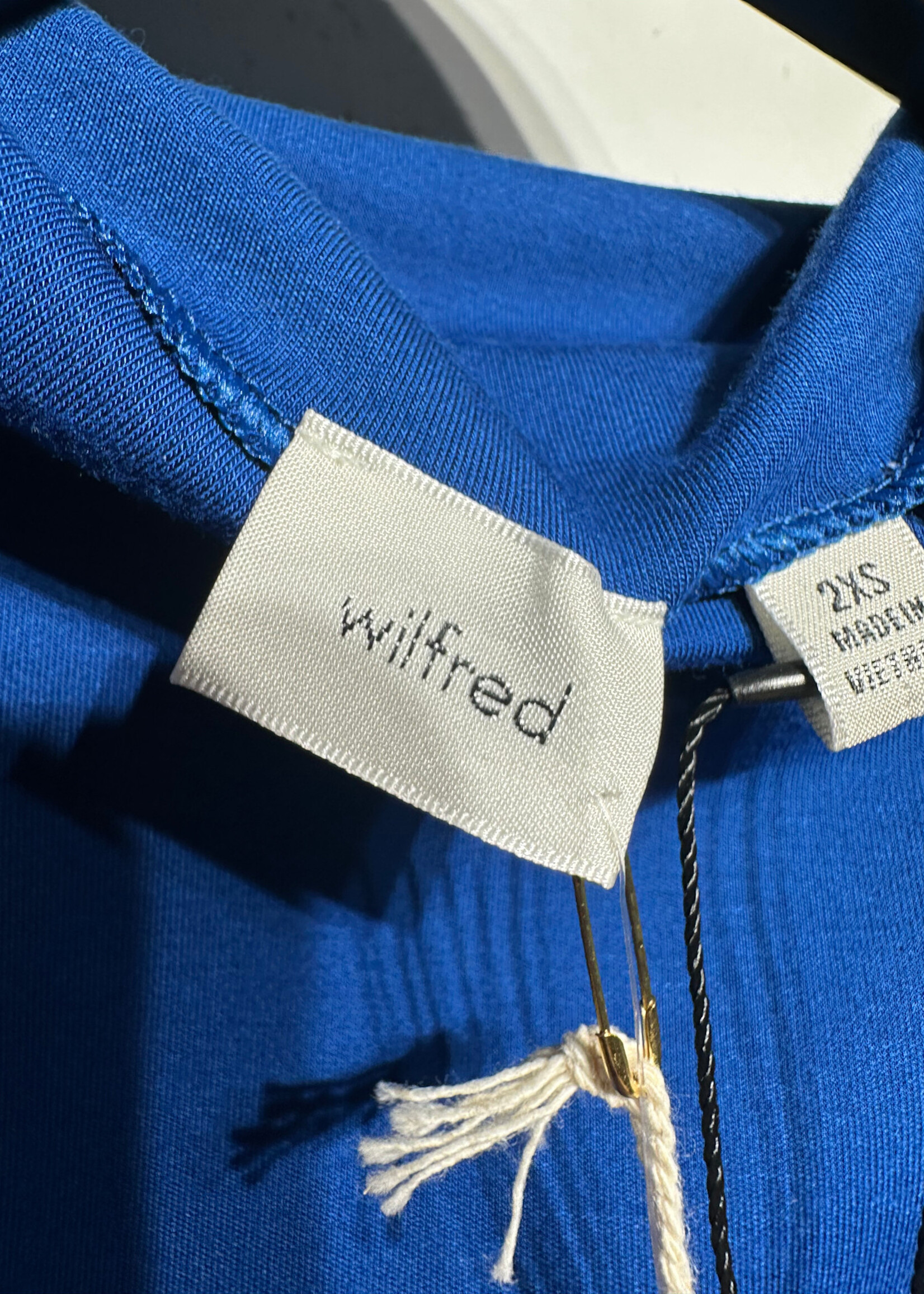 NWT WILFRED BLUE RUCHED DRESS XXS