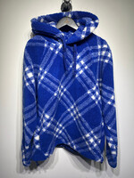 Burberry Blue Check Fleece Oversized Hoodie S