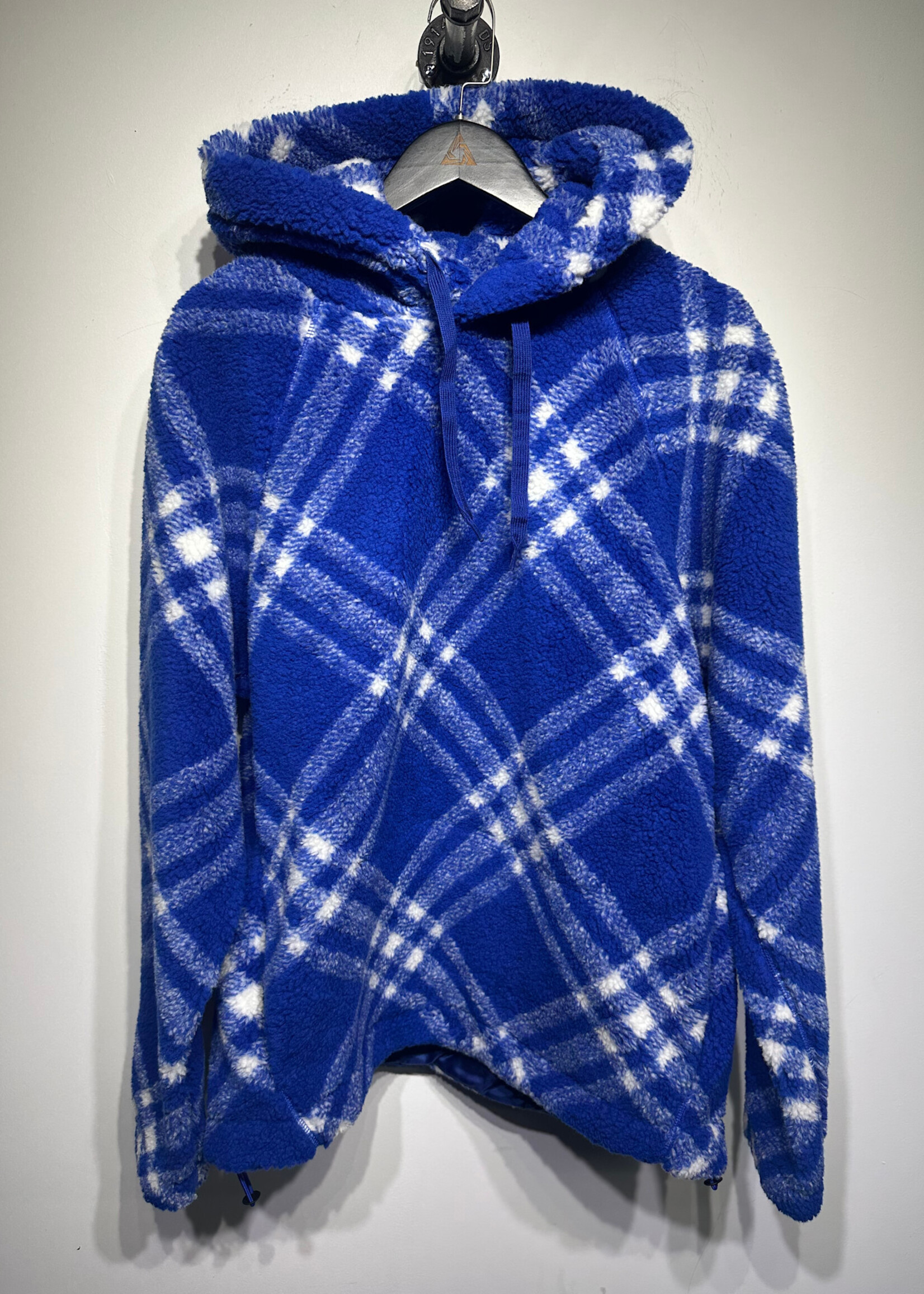 Burberry Blue Check Fleece Oversized Hoodie S