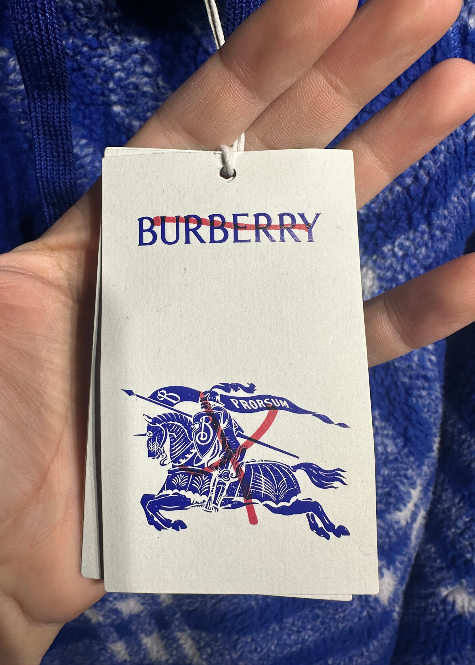 Burberry Blue Check Fleece Oversized Hoodie S