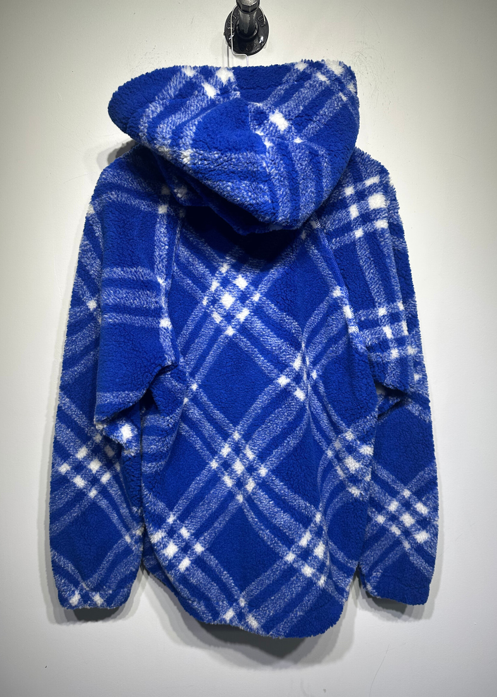Burberry Blue Check Fleece Oversized Hoodie S