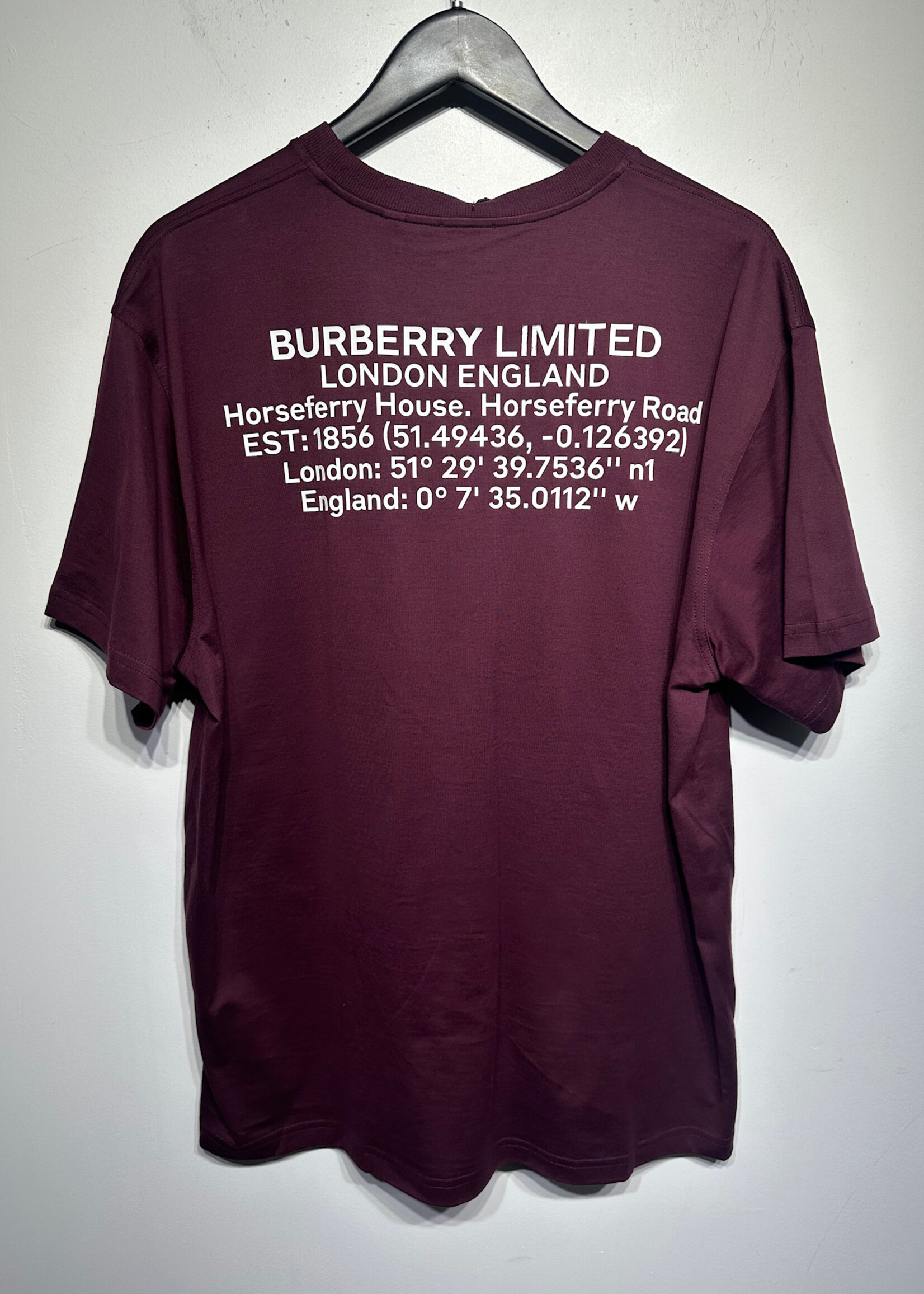 Burberry Maroon Rubber Logo Tee M