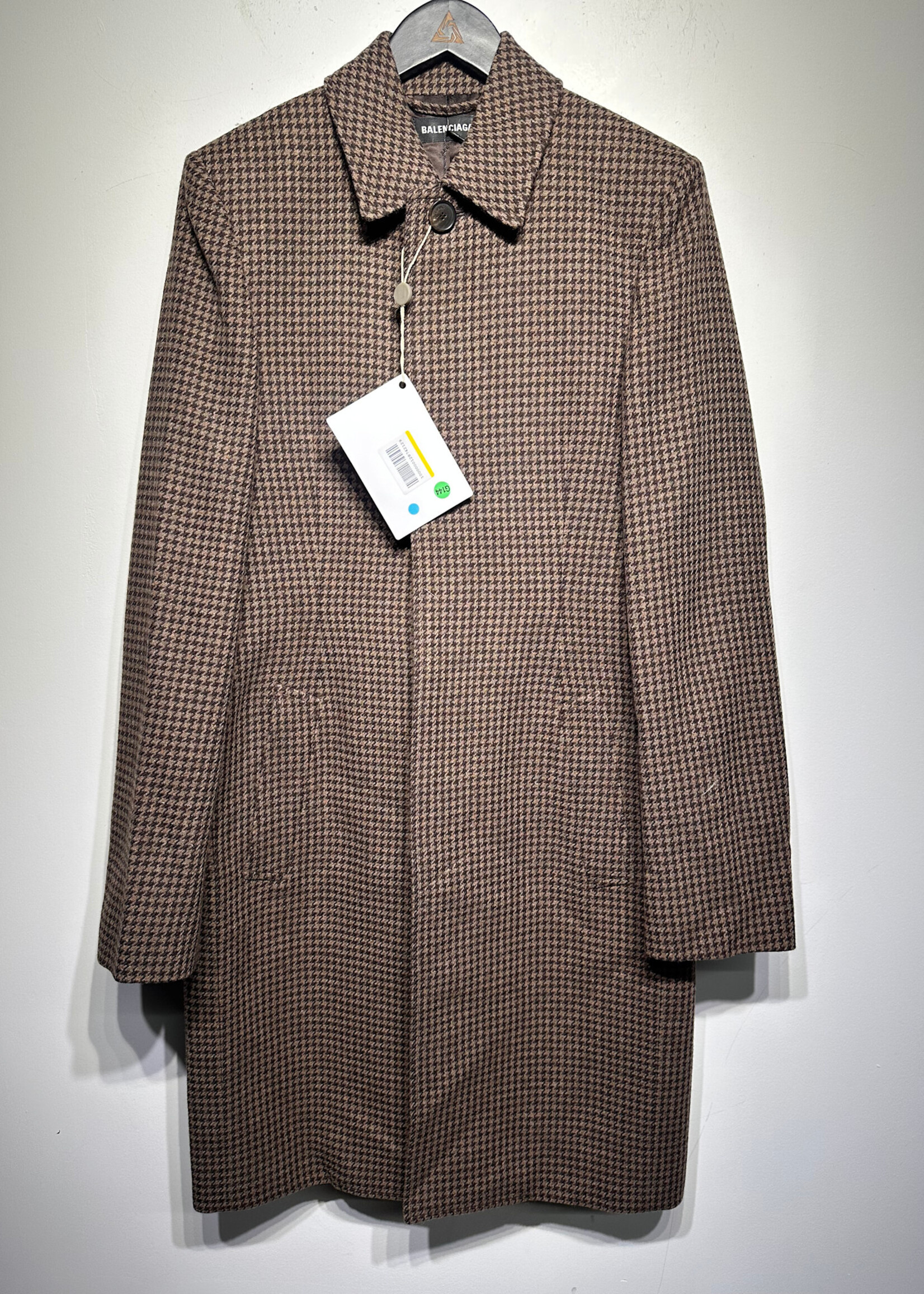 NWT Balenciaga Houndstooth Wool Coat Fem L