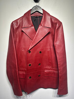 Dolce & Gabbana Red Leather Blazer Jacket Masc XL