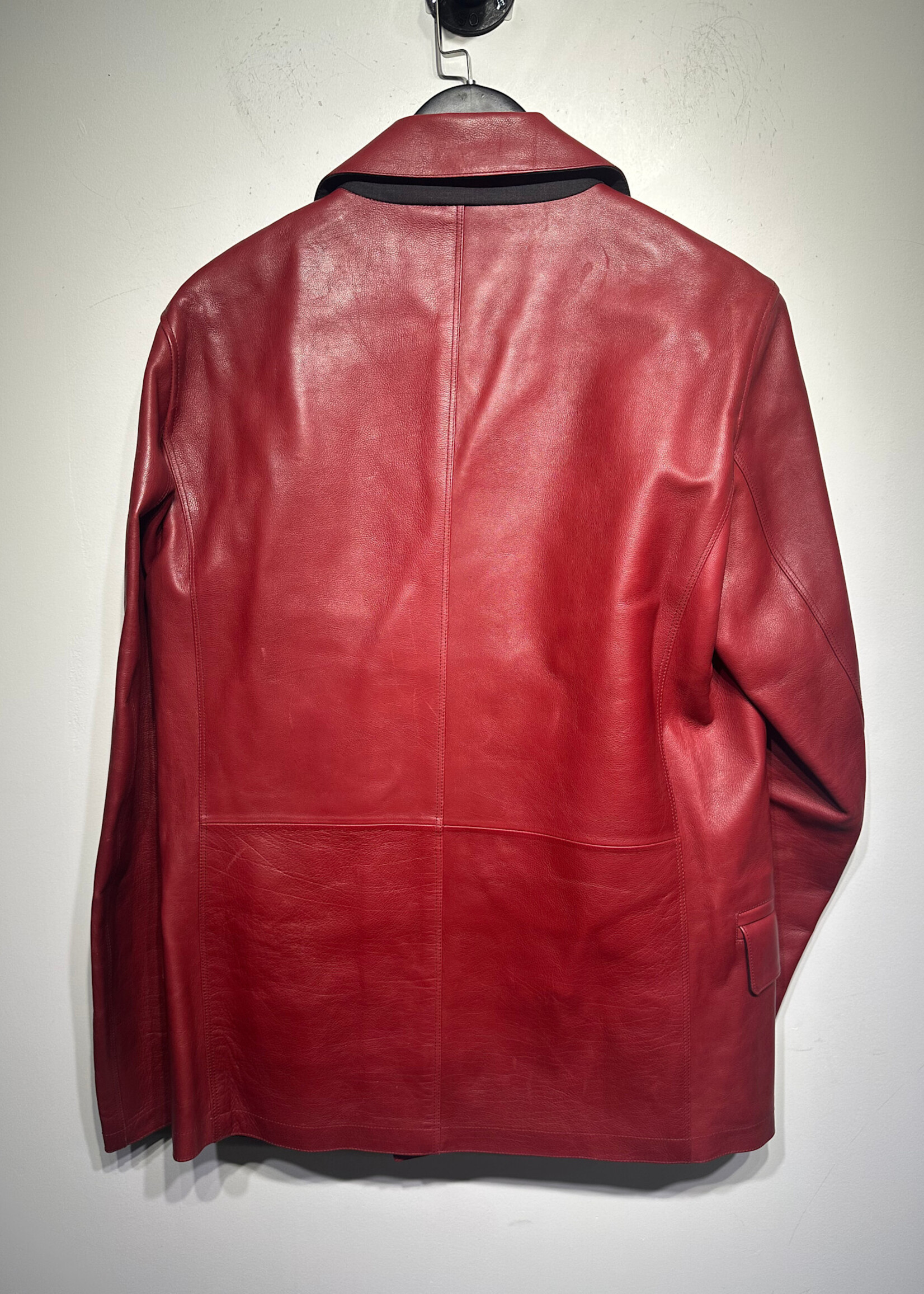 Dolce & Gabbana Red Leather Blazer Jacket Fits Masc L/XL