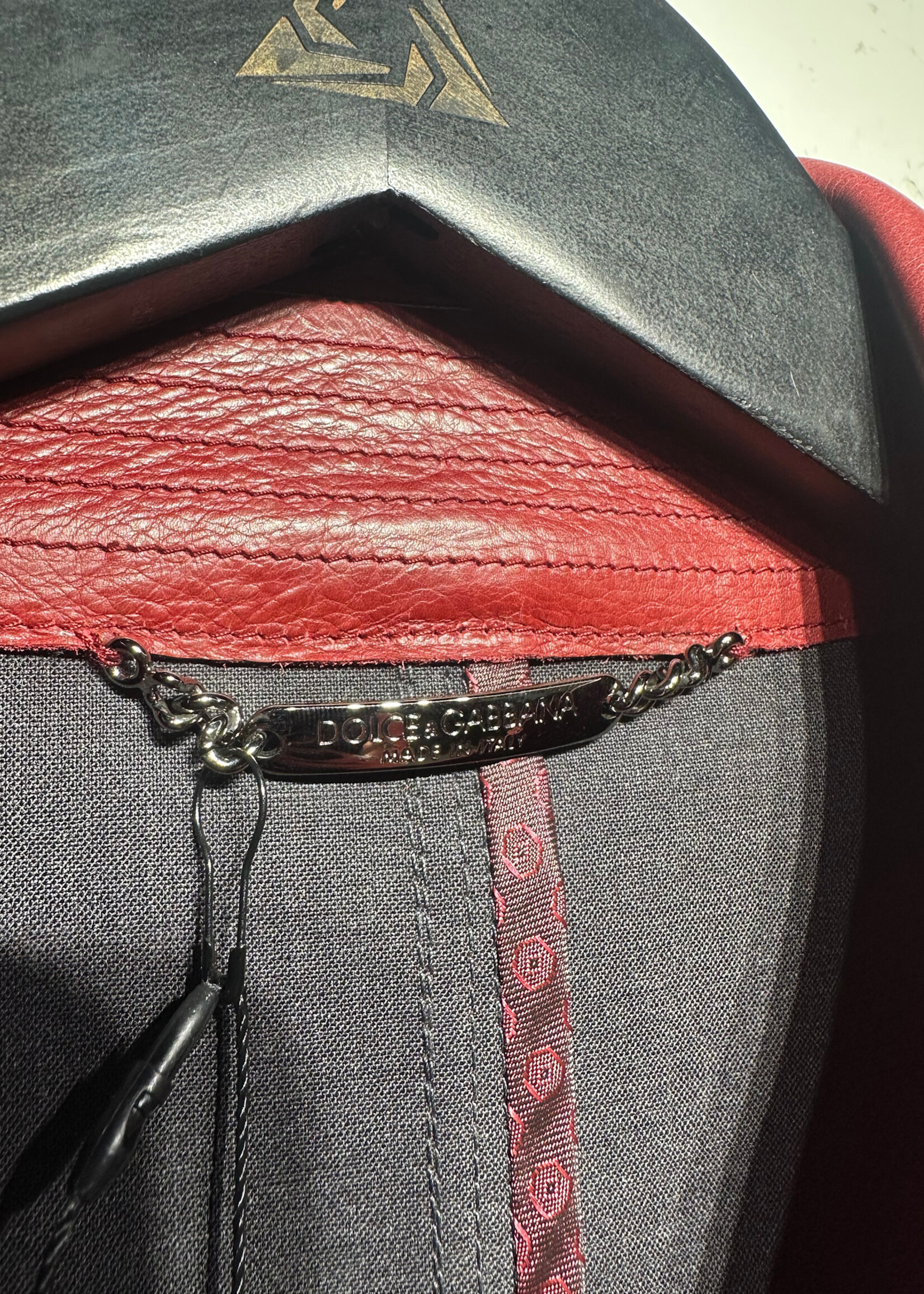 Dolce & Gabbana Red Leather Blazer Jacket Masc XL