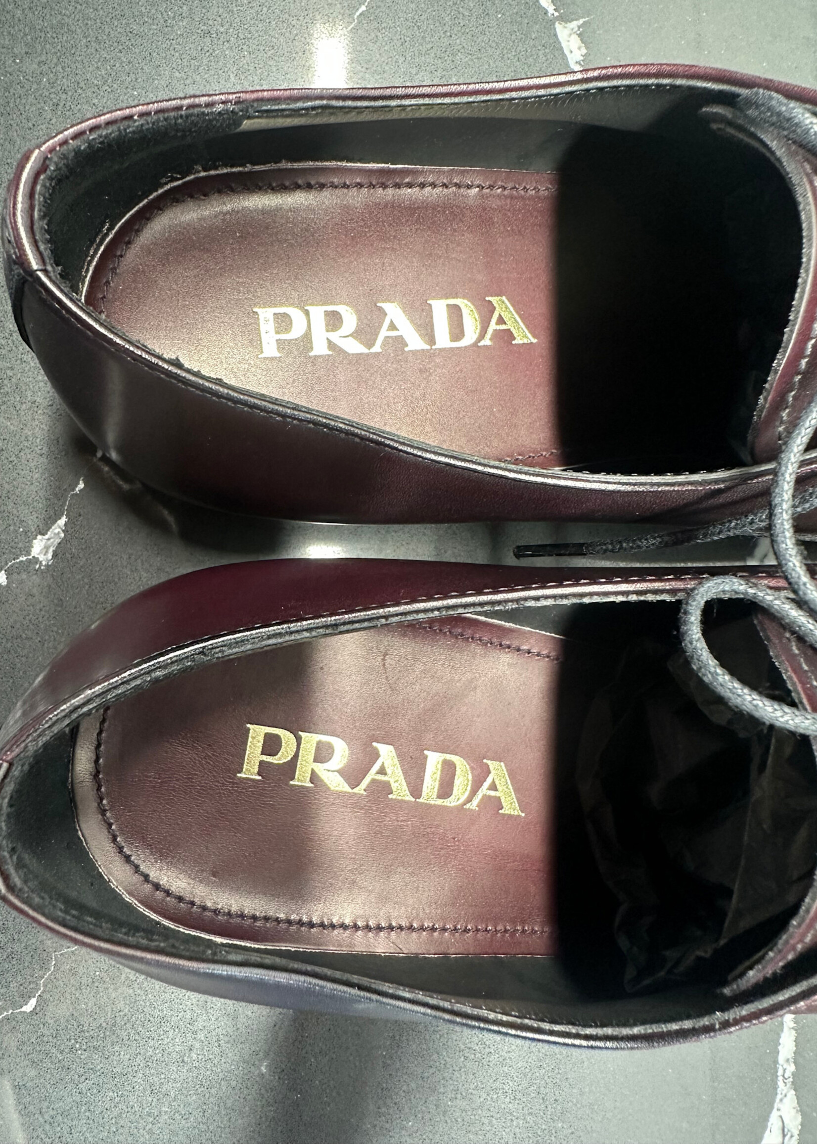 Prada Cordovan Lace Up Dress Shoe Fits 10