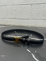 Celine Triomph Black Leather Belt