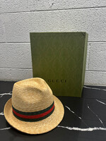 NWT GUCCI WEB STRAW BUCKET HAT