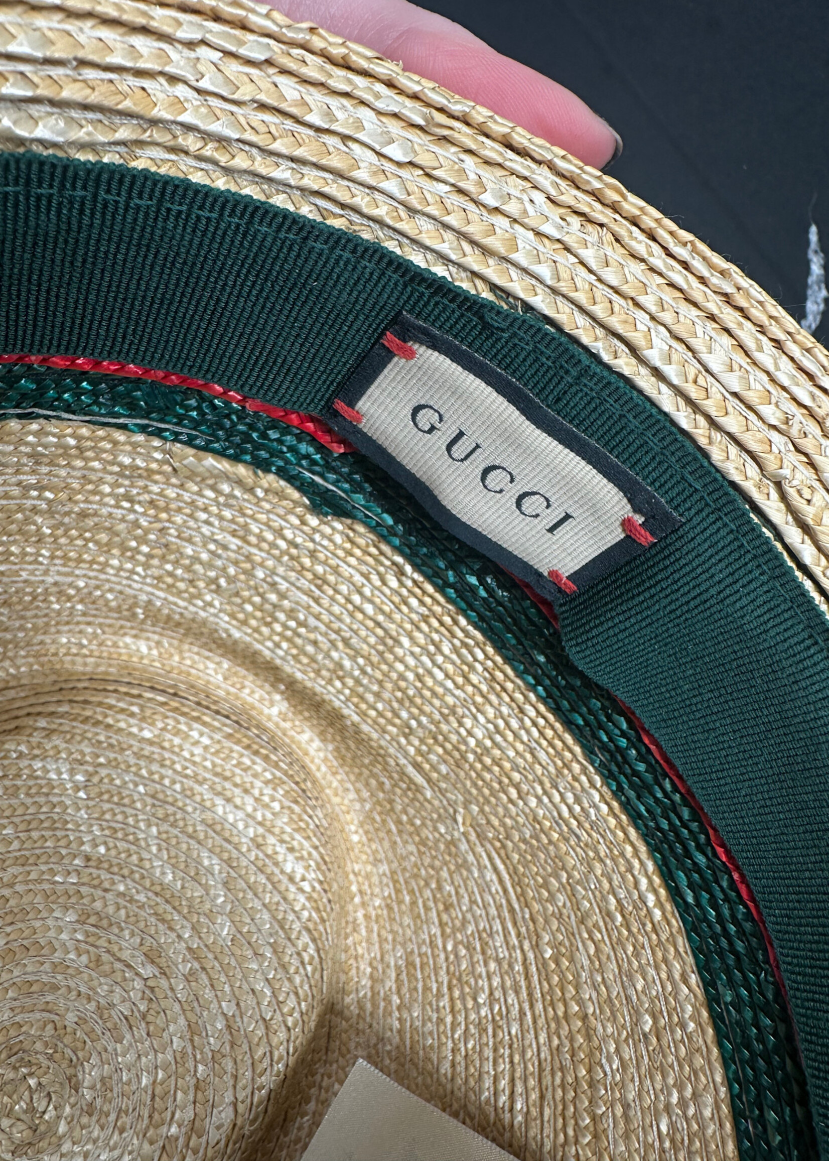 NWT GUCCI WEB STRAW BUCKET HAT