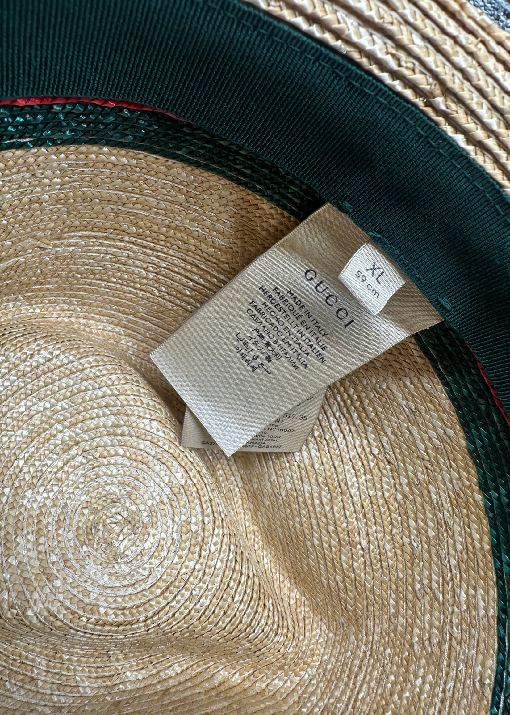 NWT GUCCI WEB STRAW BUCKET HAT