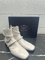 Prada Madra Fume White Leather Boots Fits 10