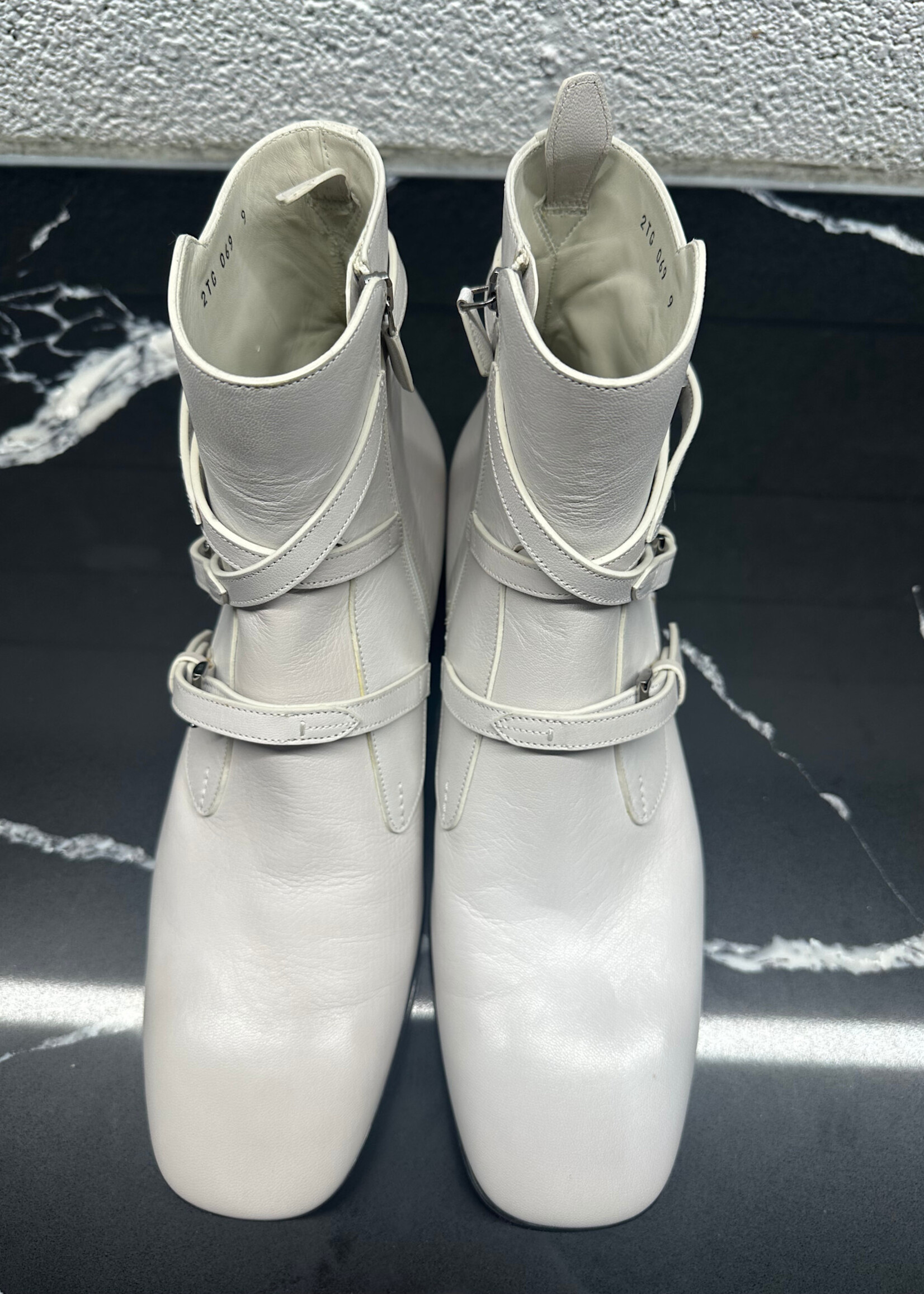 Prada Madra Fume White Leather Boots Fits 10