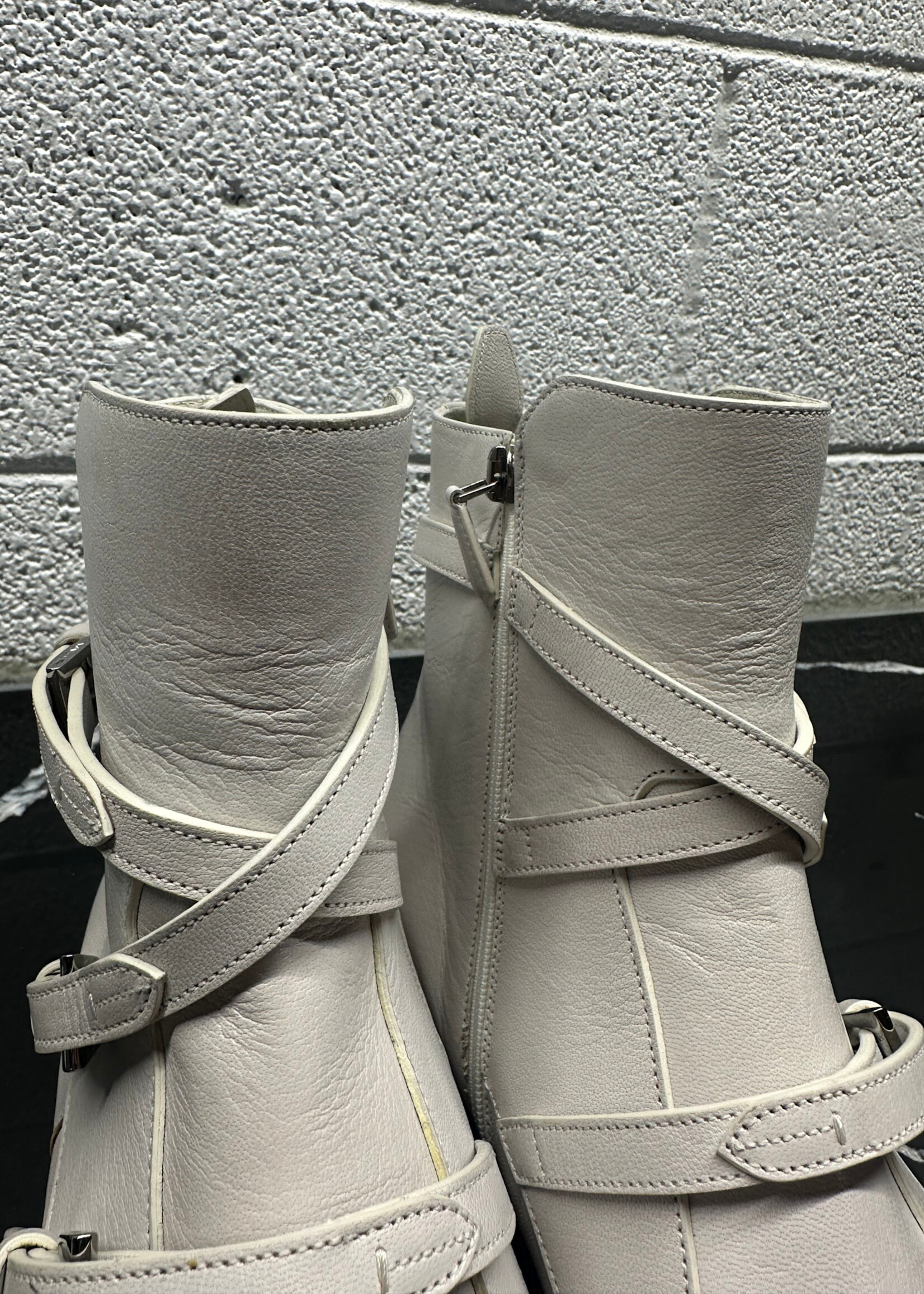 Prada Madra Fume White Leather Boots Fits 10