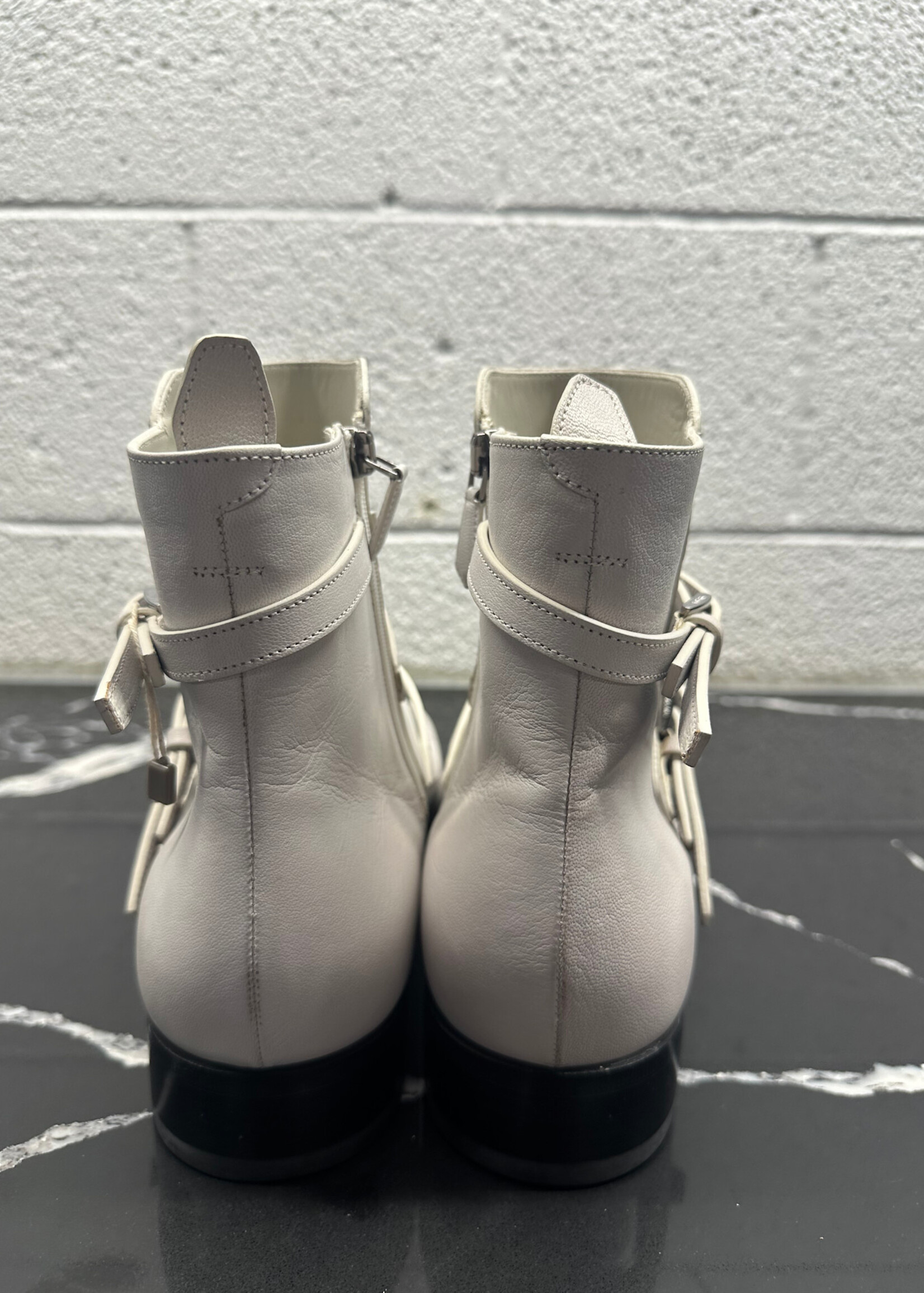 Prada Madra Fume White Leather Boots Fits 10