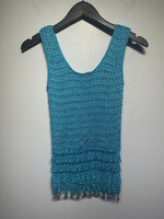 ZEVA BLUE BEADED CROCHET TOP S/M