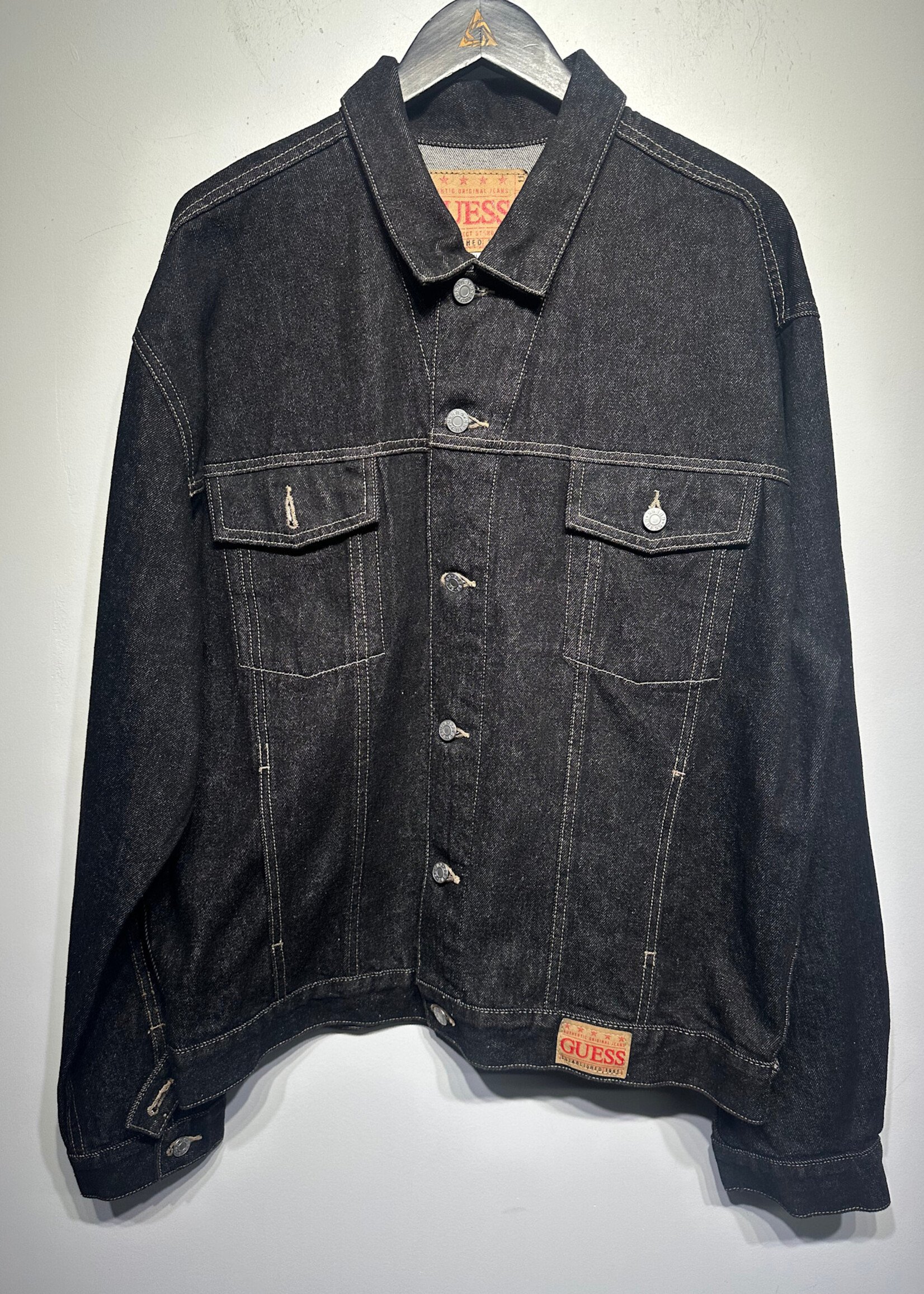 Guess Vintage Jet Black Jean Jacket XL