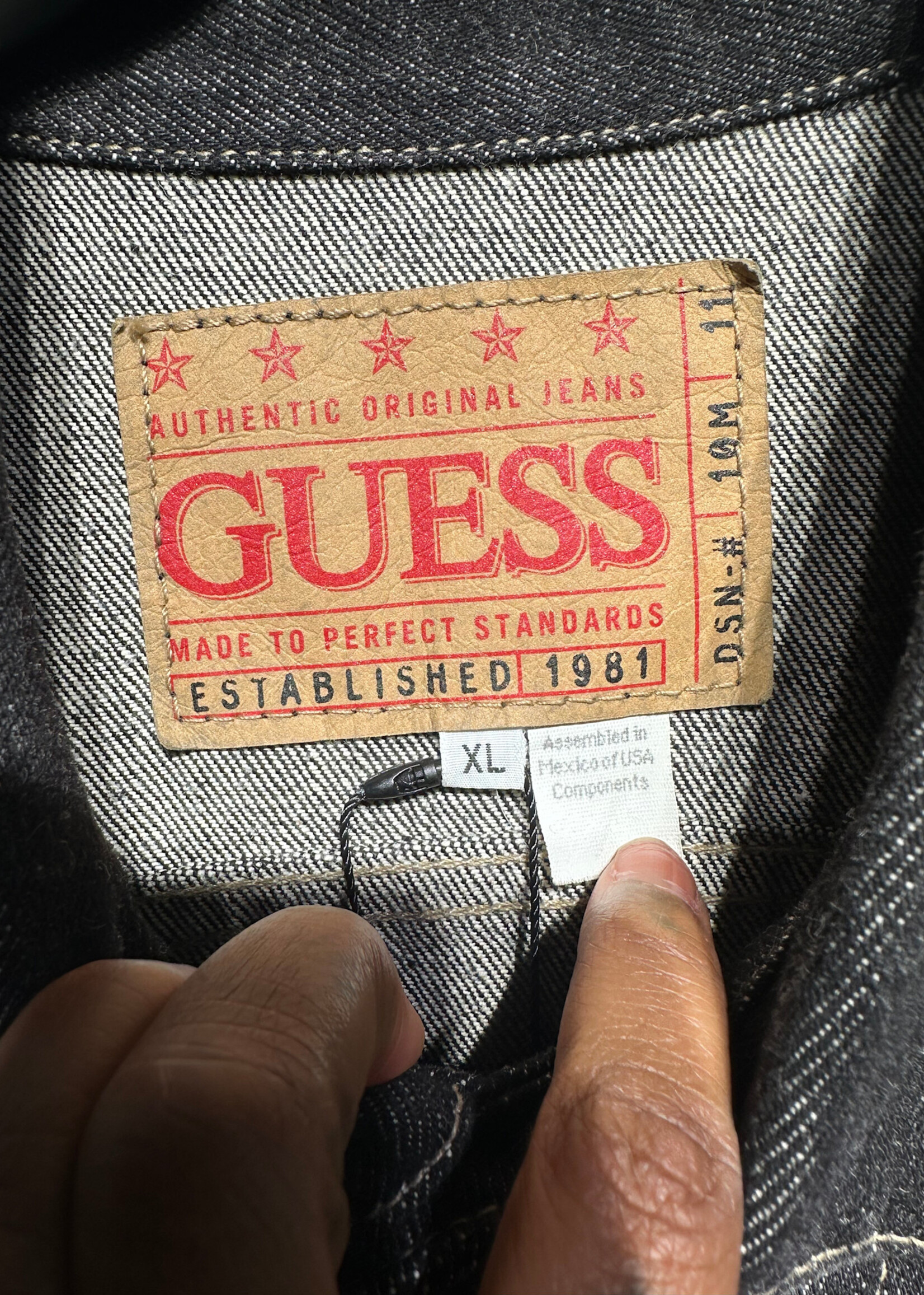Guess Vintage Jet Black Jean Jacket XL
