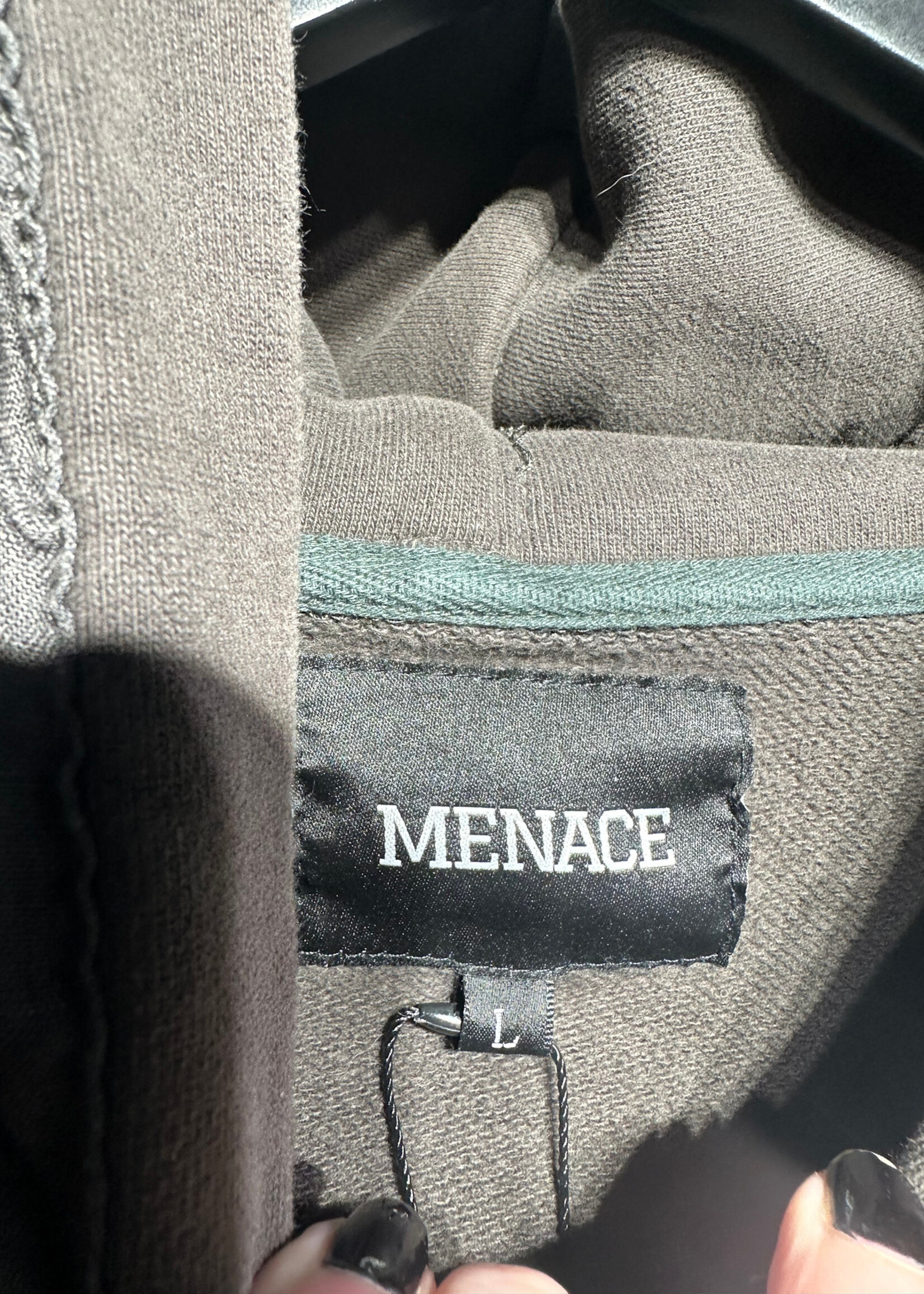 Menace Dark Grey/Green Hoodie L