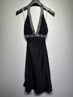 BCBG Black Silver Accented Halter Dress 4/S