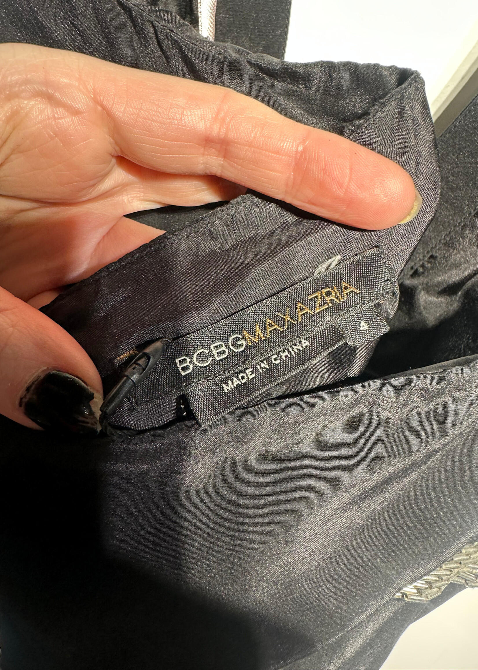 BCBG Black Silver Accented Halter Dress 4/S