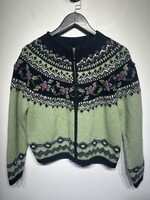 Icelandic Green Floral Vintage Zip Up Jacket M