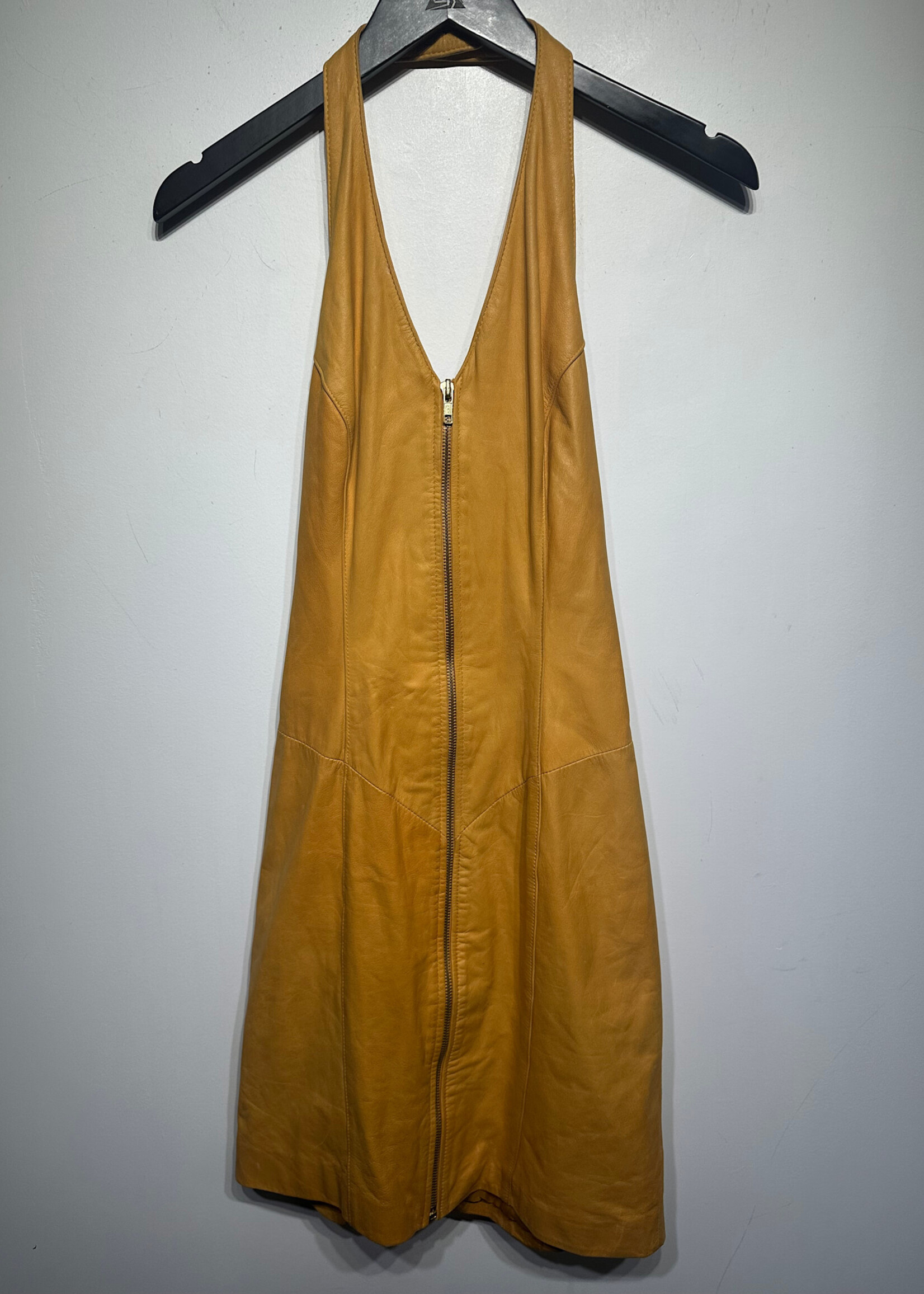 Wilsons Leather Yellow Vintage Halter Dress S