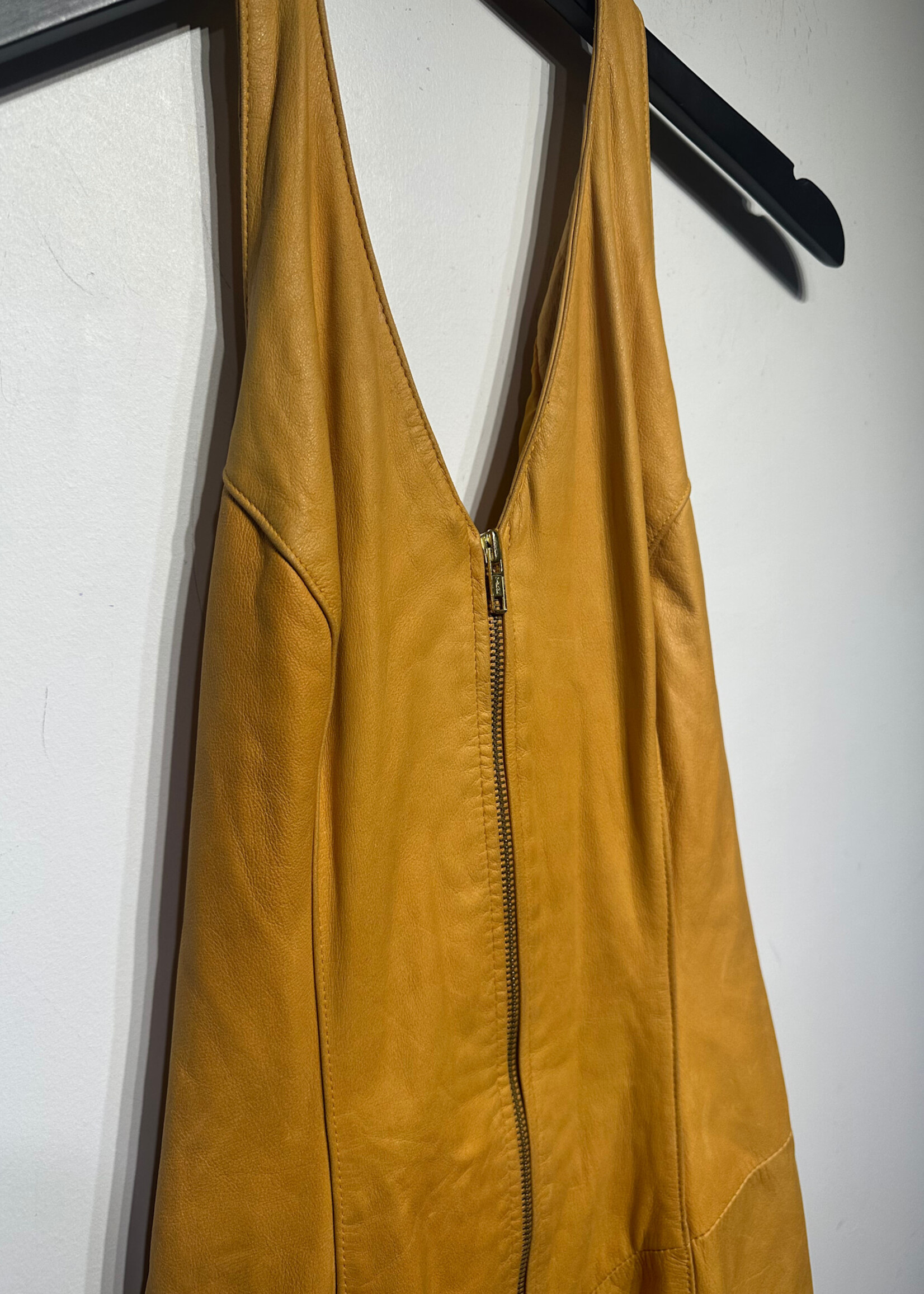 Wilsons Leather Yellow Vintage Halter Dress S