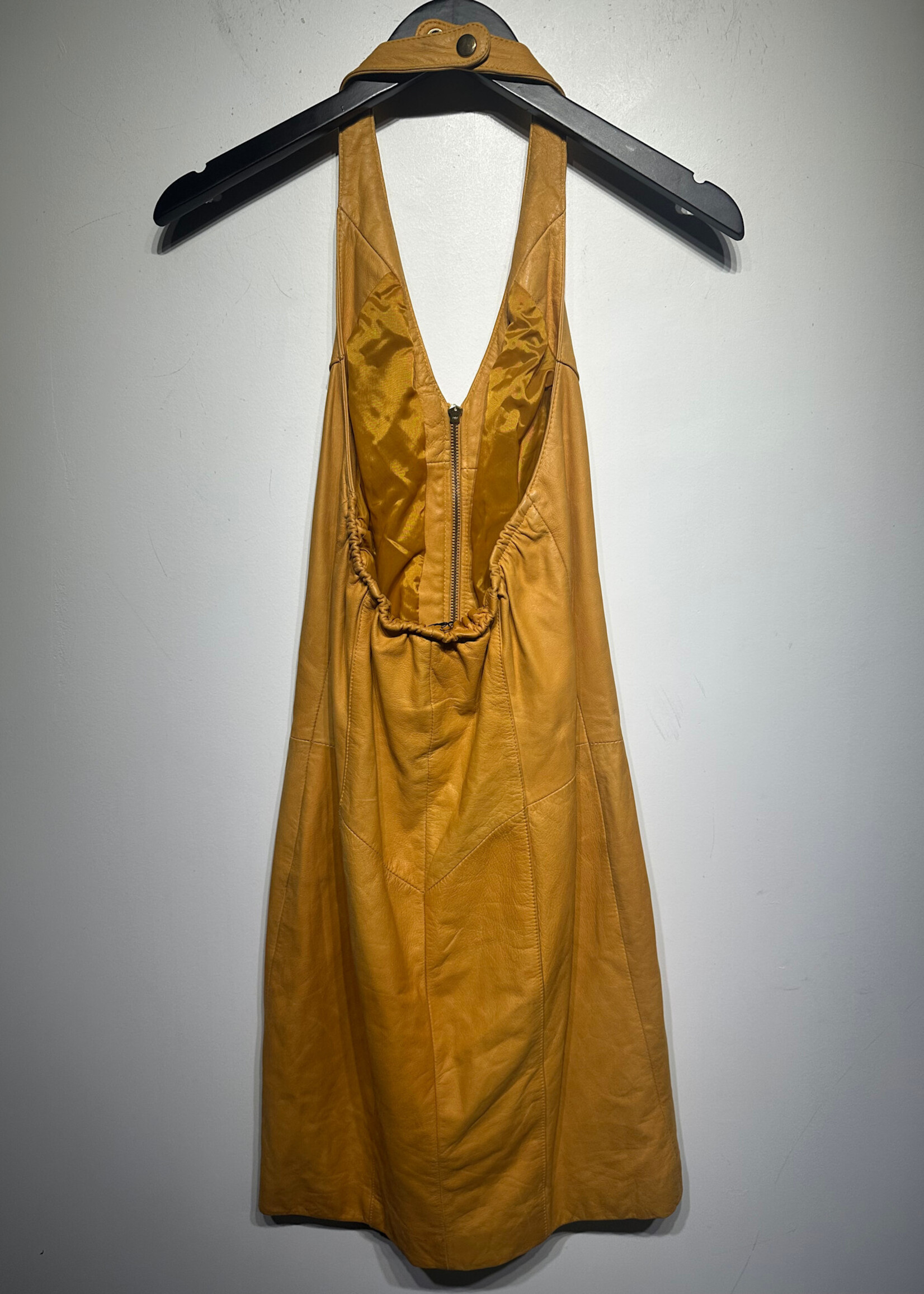 Wilsons Leather Yellow Vintage Halter Dress S