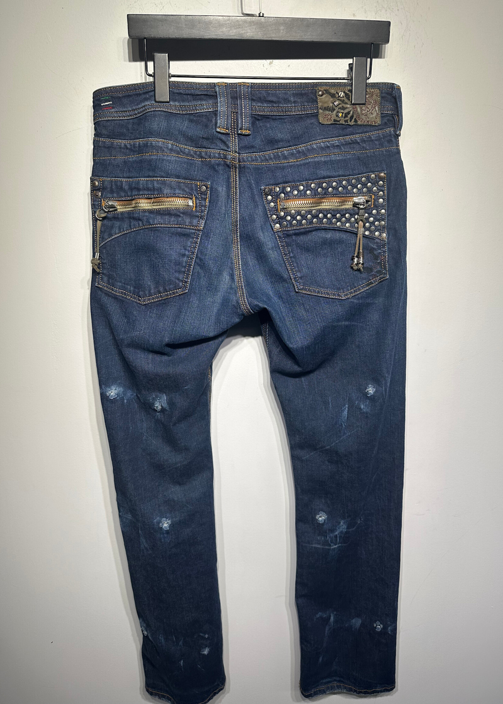 DIESEL BLUE EMBELLISHED JEANS 33