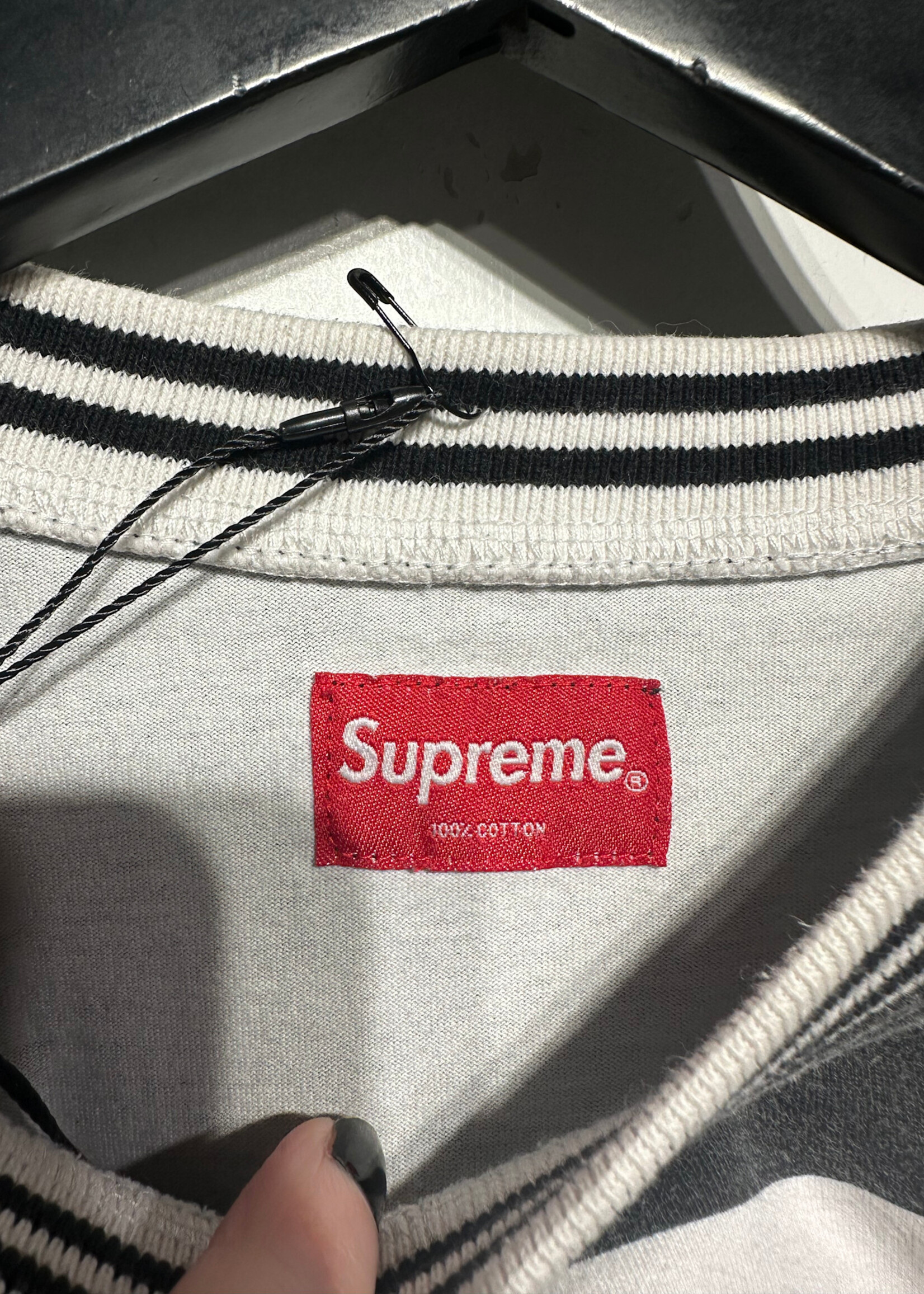 Supreme Grey White Stripe LS L