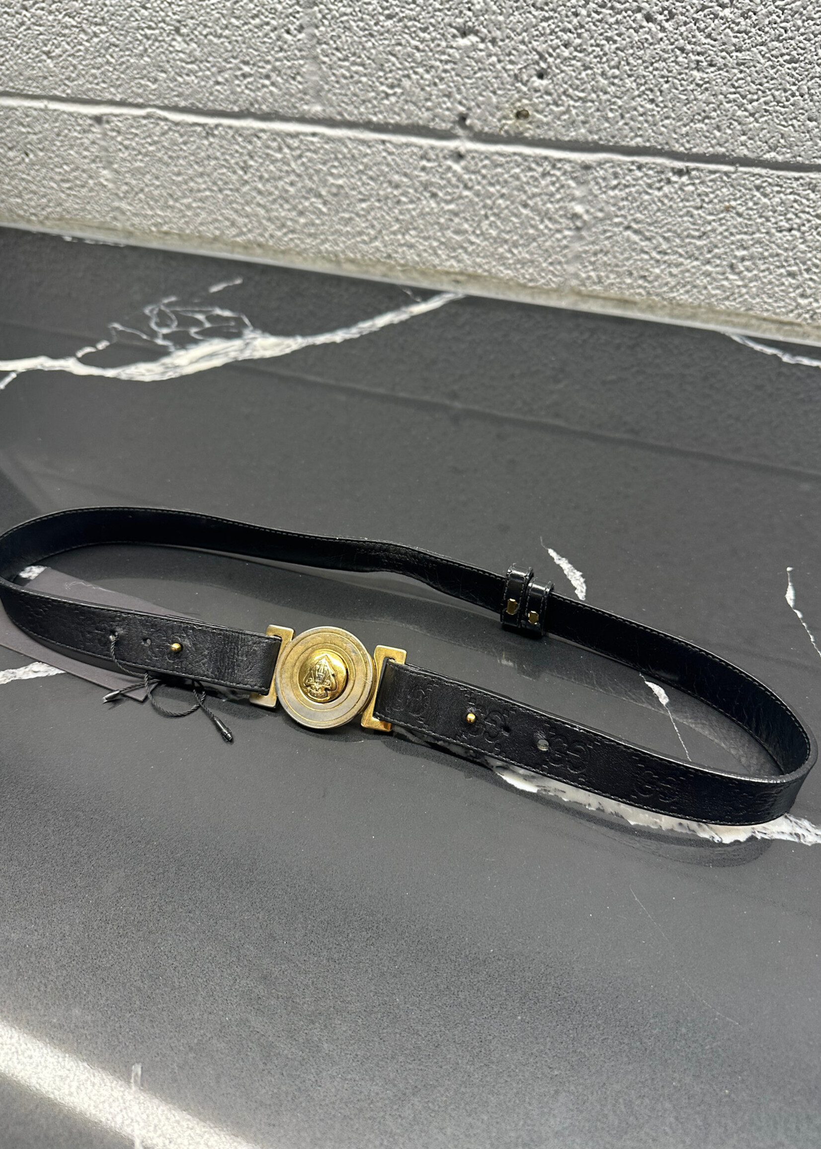 Gucci Black Monogram 'Hysteria' Belt 28"-30" AS IS